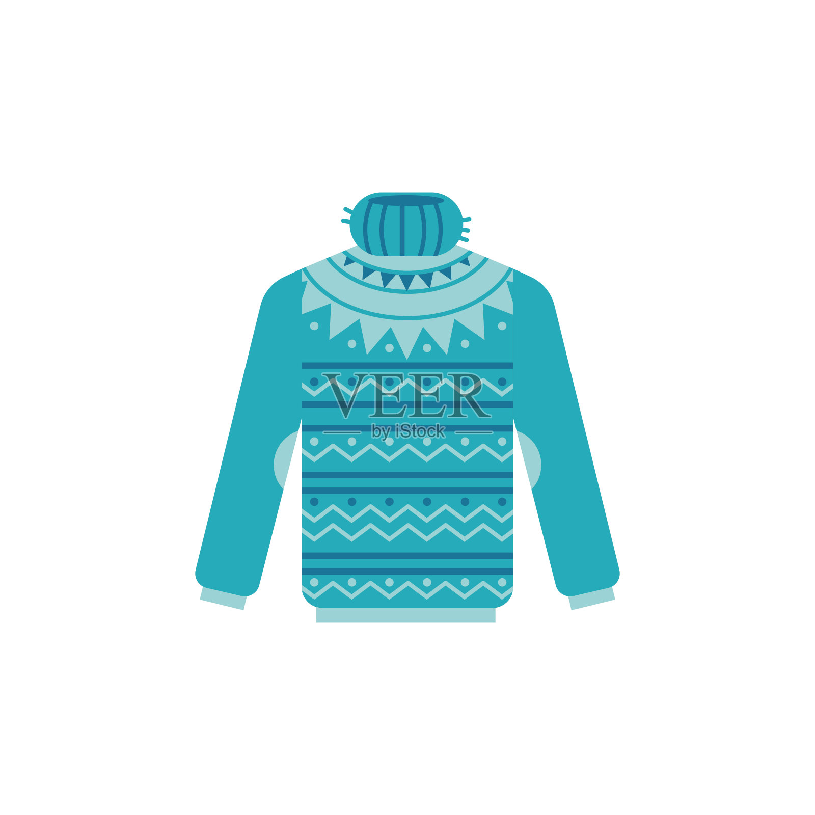 矢量插图针织毛衣与高领孤立在白色的背景。插画图片素材