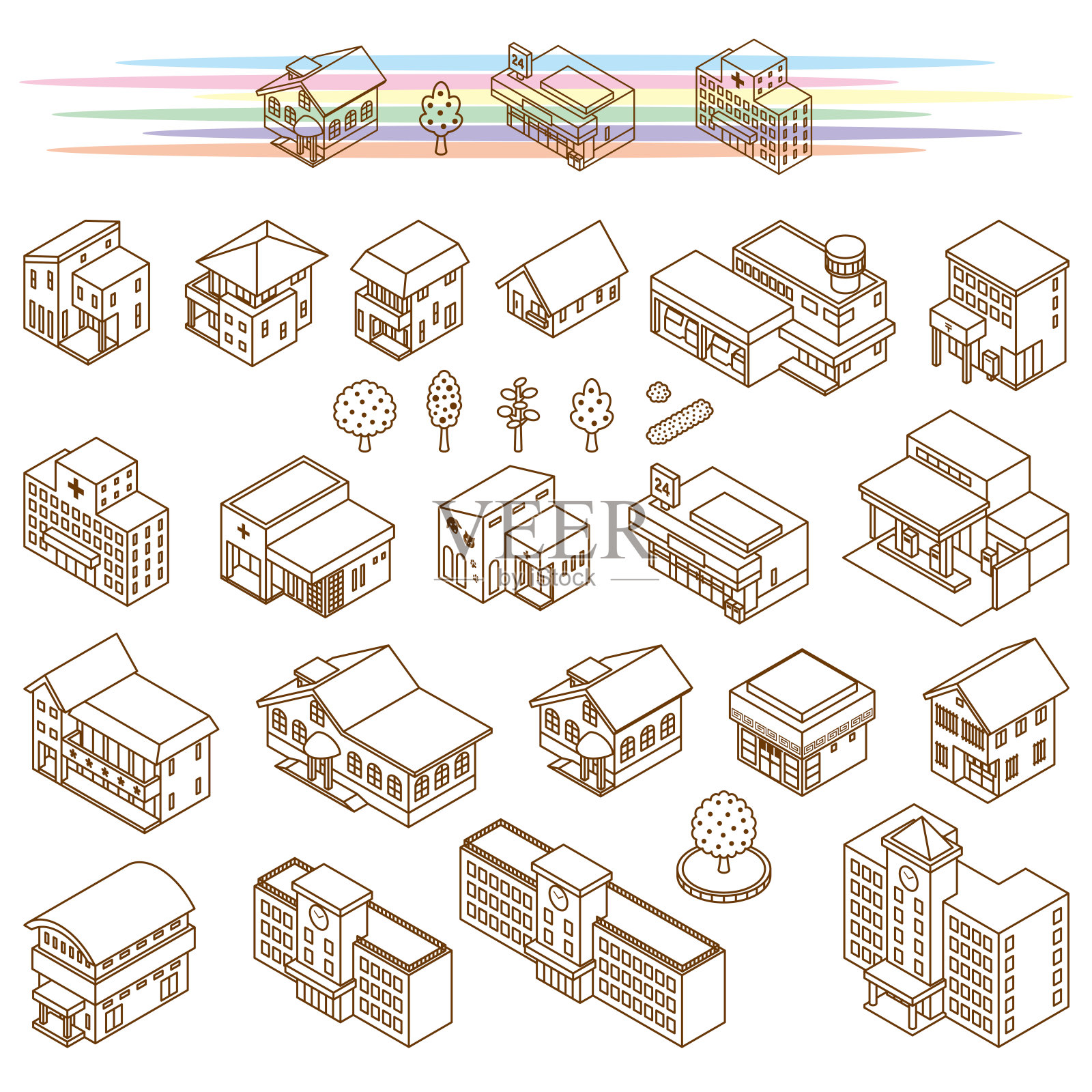 各种建筑的插图插画图片素材