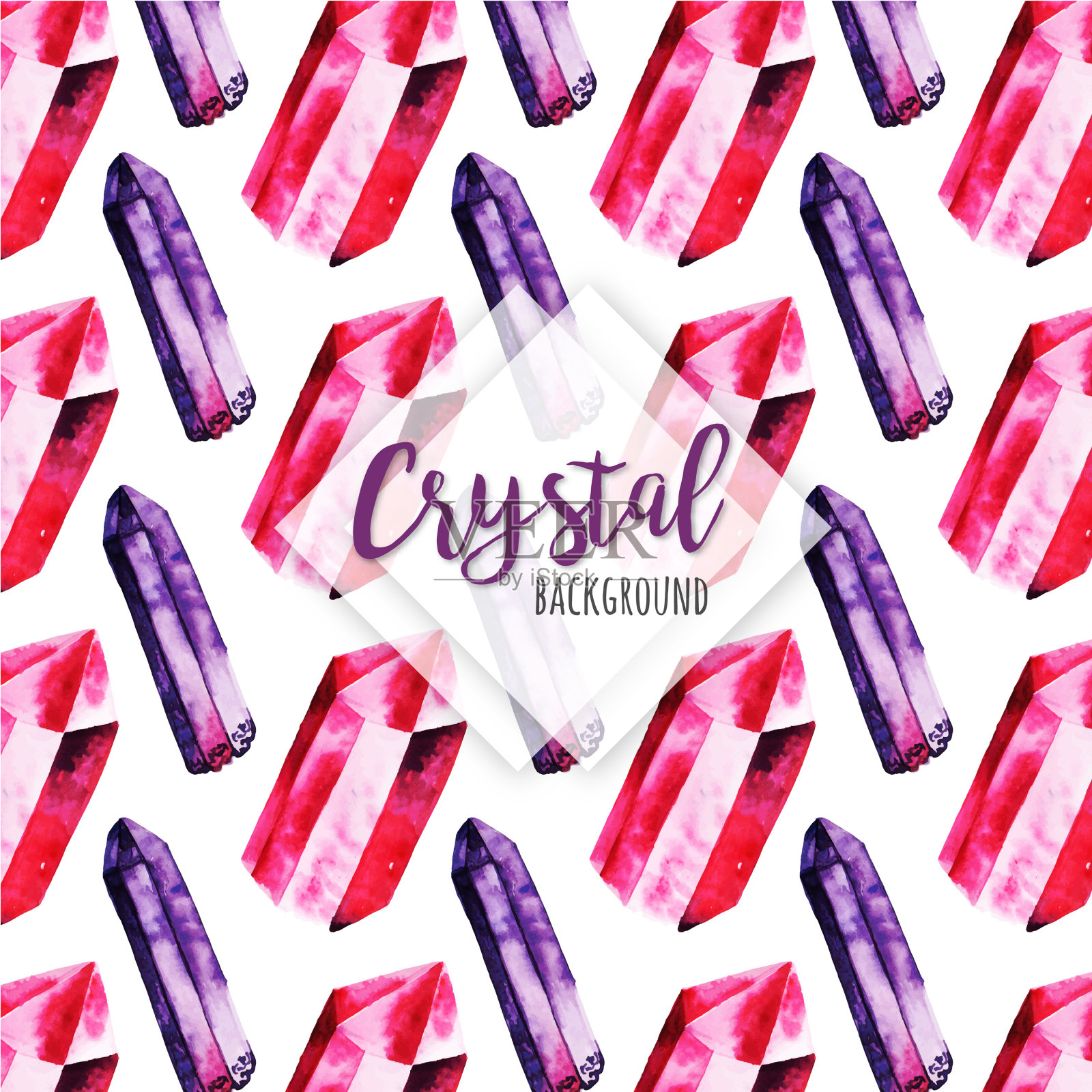 水彩美丽的水晶背景插画图片素材