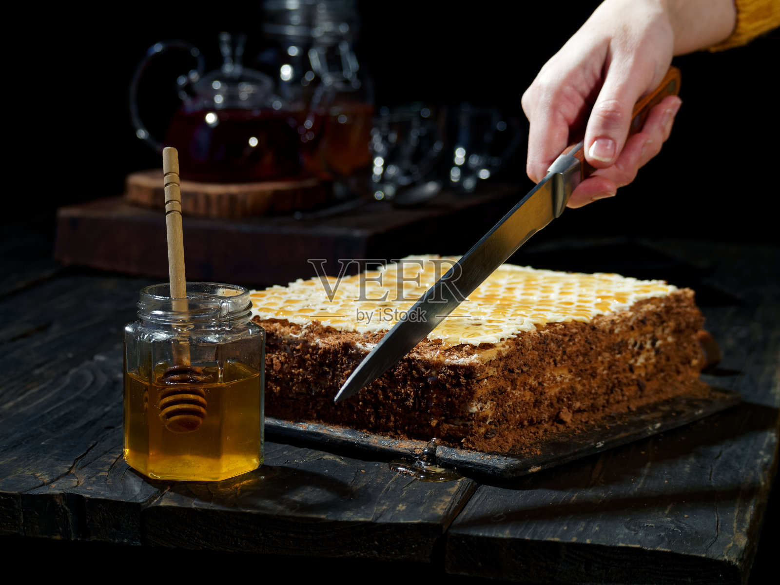 蜂蜜蛋糕照片摄影图片