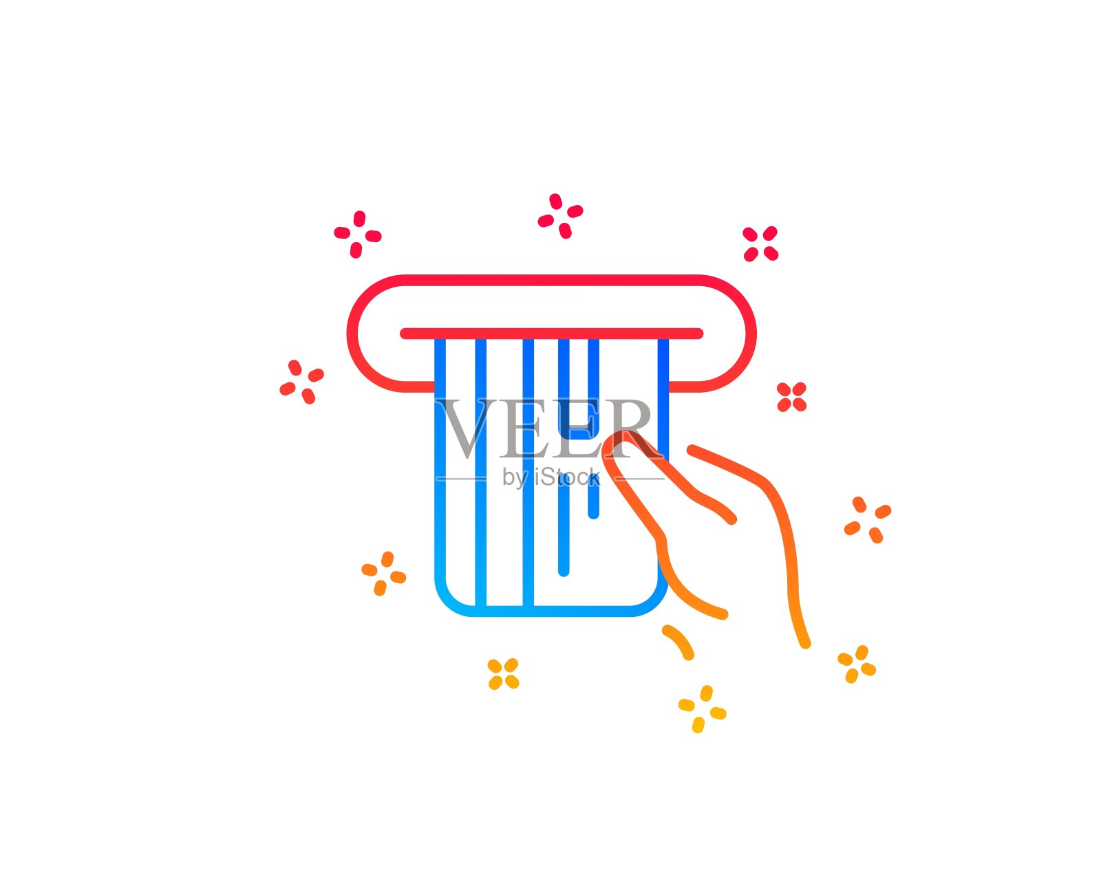 信用卡线路图标。持有支付卡。向量插画图片素材