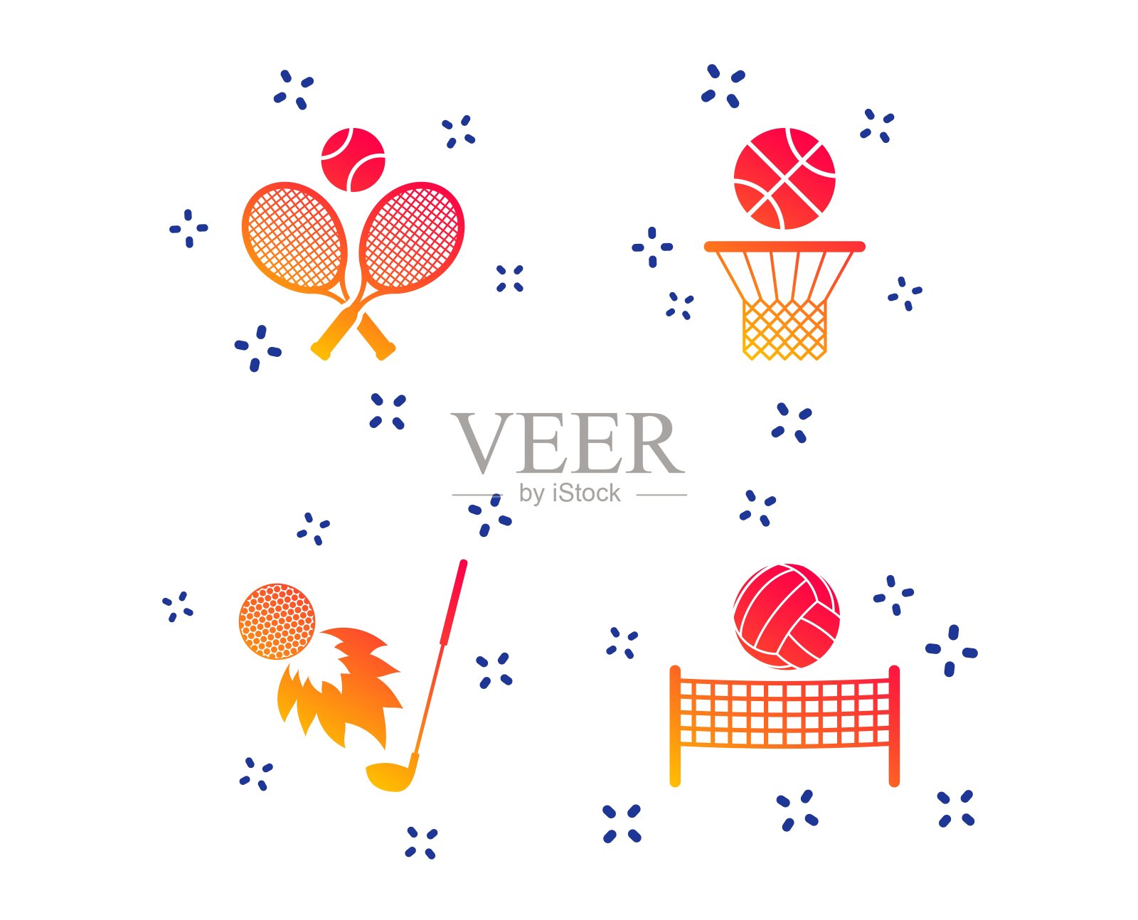 带球的网球拍。篮球筐。向量插画图片素材