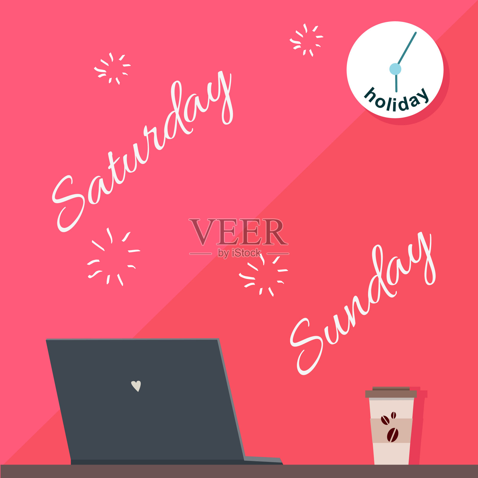 周六和周日假期。官方的休息日。插画图片素材