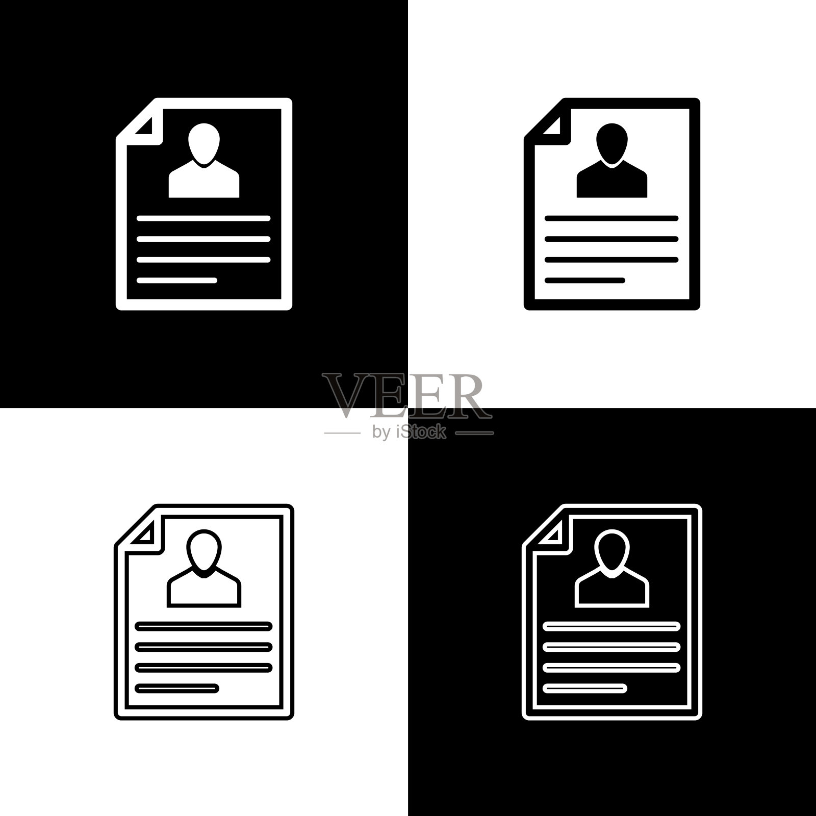 将“恢复”图标隔离在黑白背景上。简历的应用程序。寻找专业人员。分析人员的简历。线条，轮廓和线性图标。矢量图插画图片素材