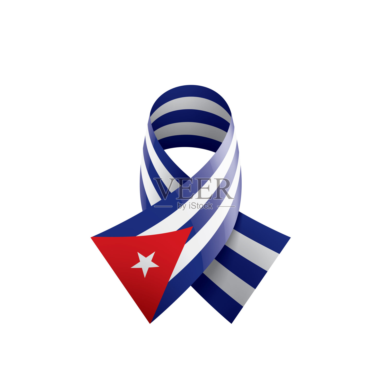 古巴国旗，白色背景矢量插图设计元素图片
