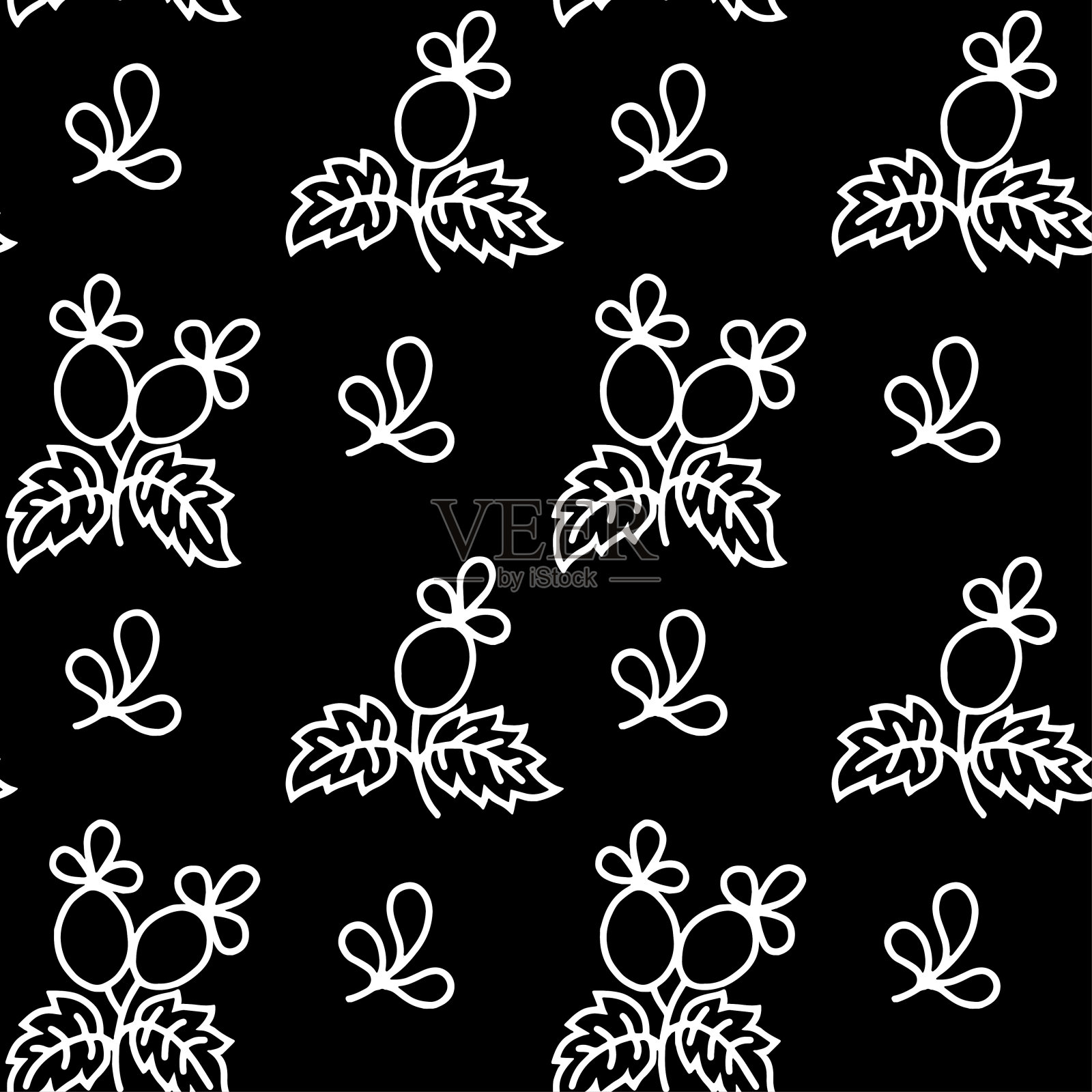 抽象图案黑色和白色涂鸦插画图片素材