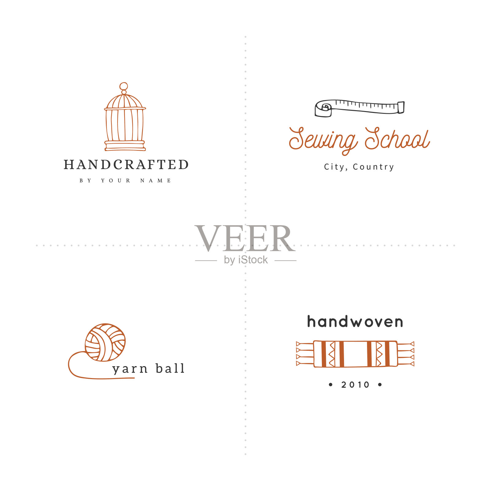 手绘孤立的彩色元素。矢量标签手工模板集。设计元素图片