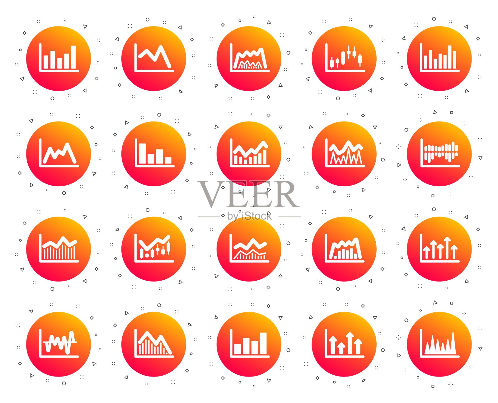 财务图表图标。蜡烛棒图。向量图标素材
