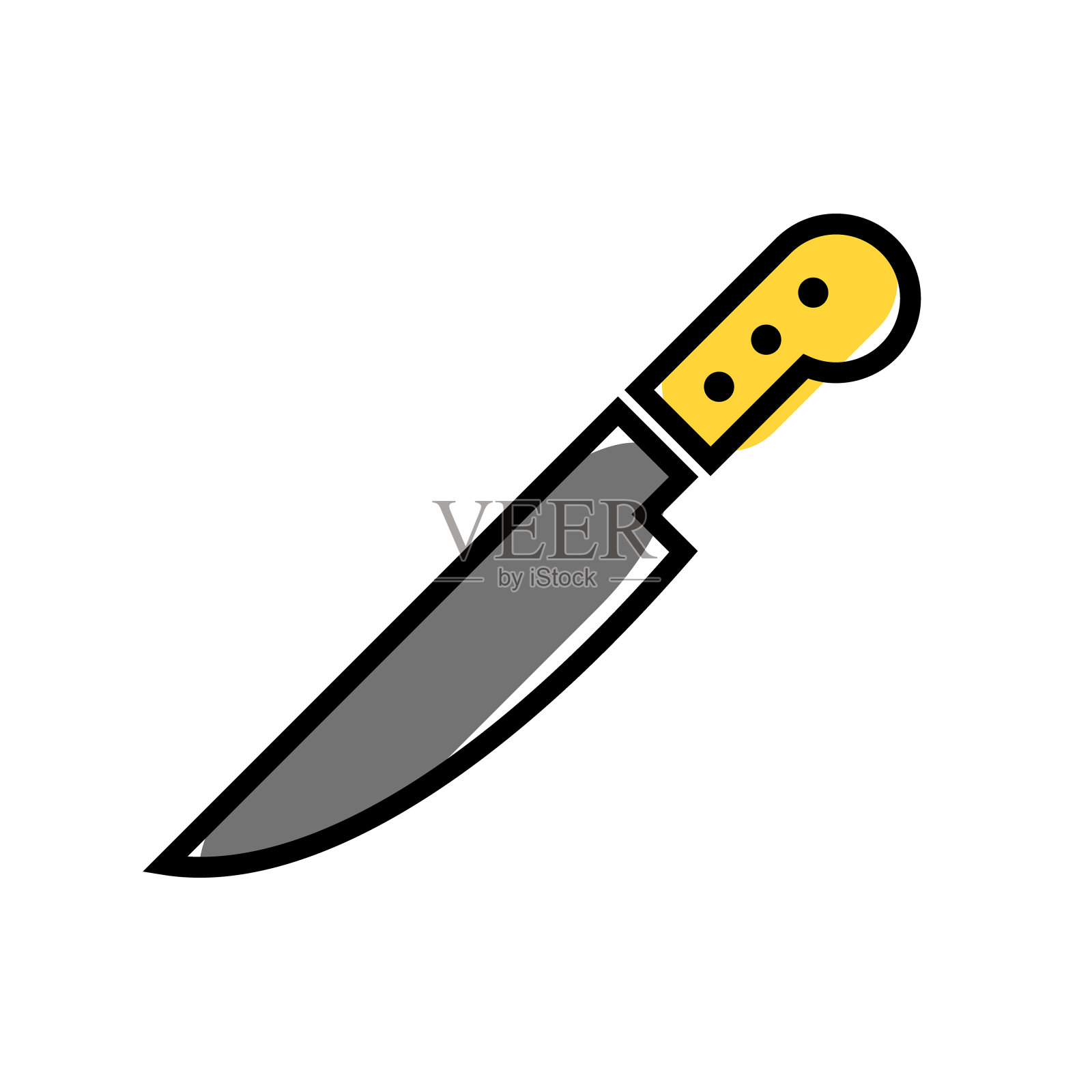 厨房刀平面插图上的白色设计元素图片