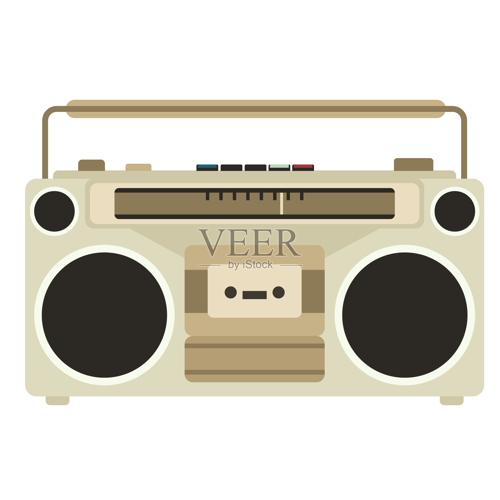 磁带录音机平面插图上的白色插画图片素材