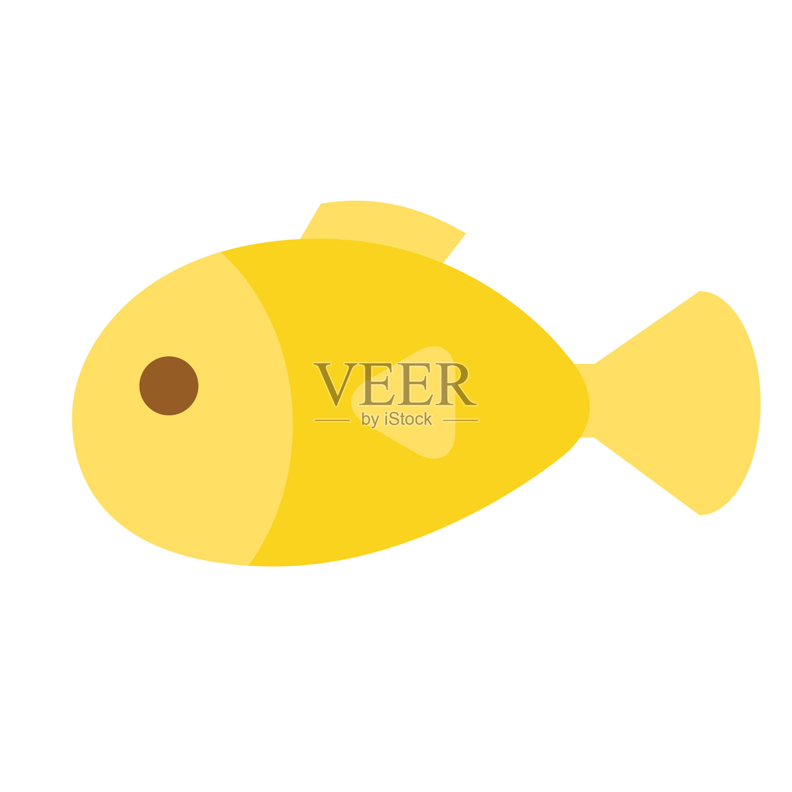 鱼平面插图上的白色插画图片素材