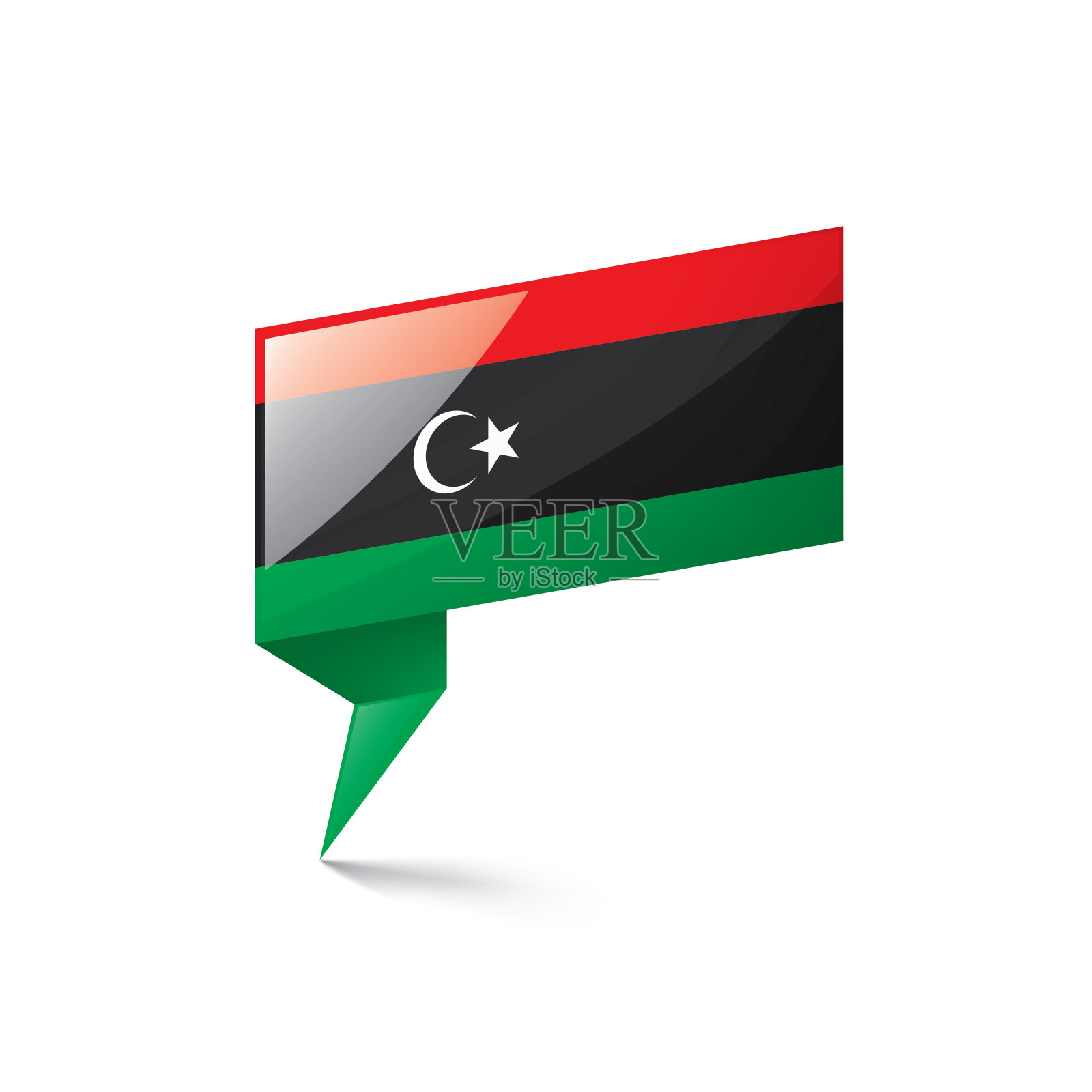 利比亚国旗，矢量插图在白色的背景插画图片素材