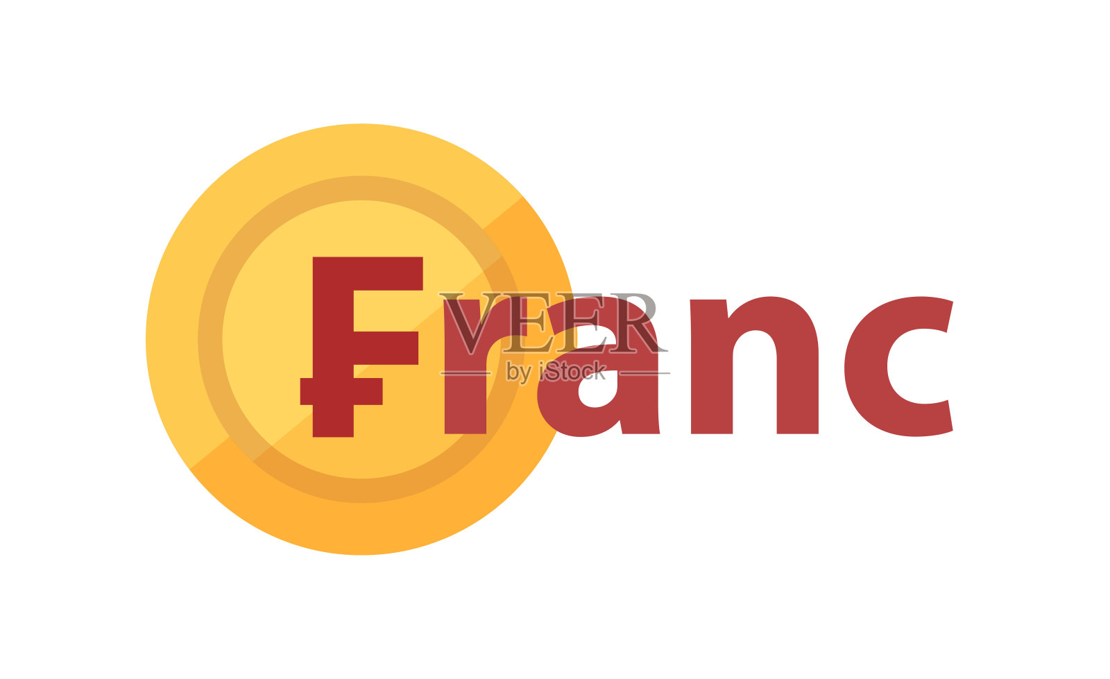 矢量标志与短语-法郎和金币与货币的象征插画图片素材