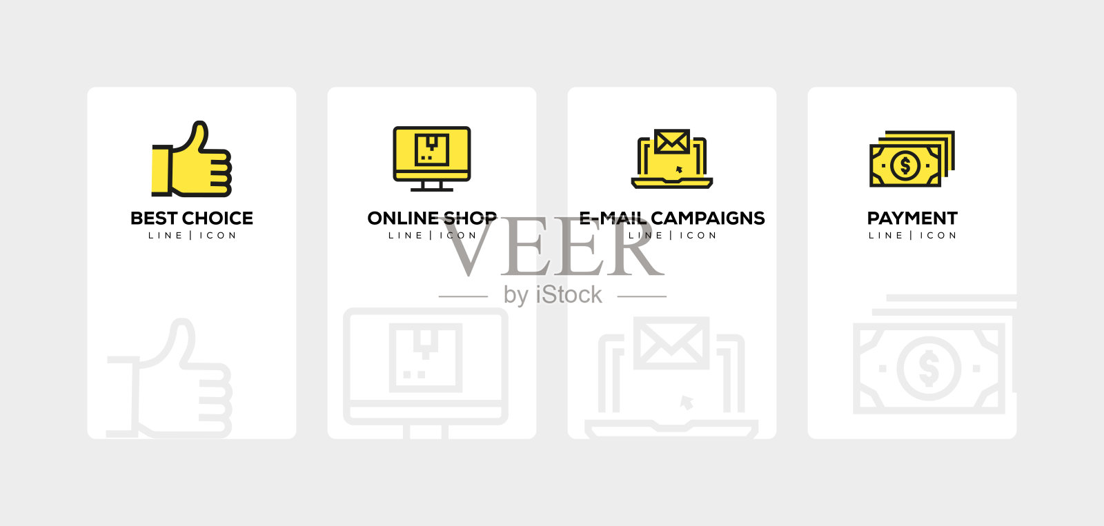 电子商务线图标设置插画图片素材