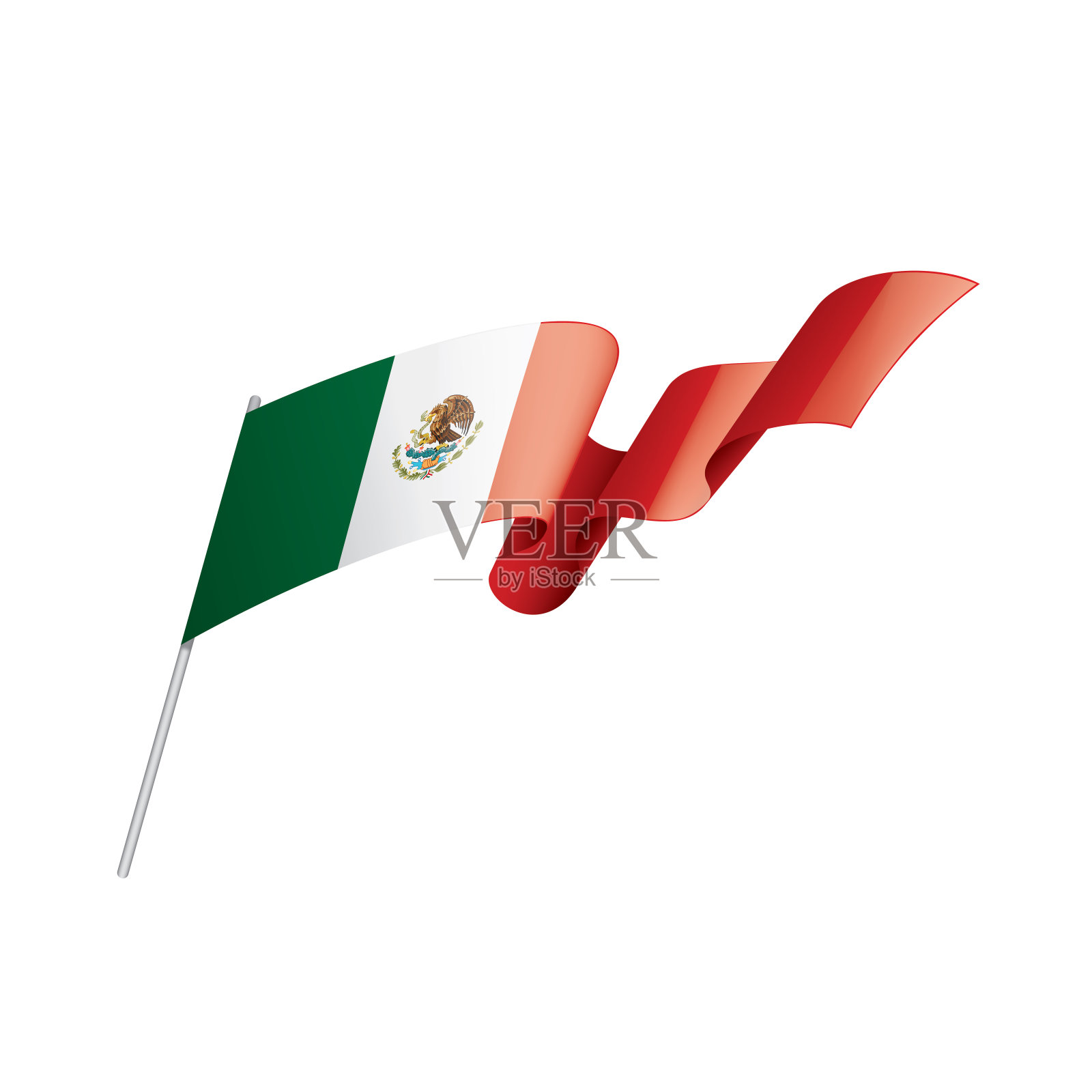 墨西哥国旗，矢量插图在白色的背景设计元素图片