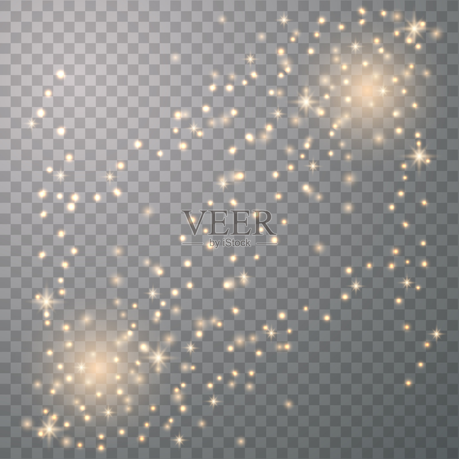 黄金神奇的星尘。云的星星。发光的火花。矢量图插画图片素材