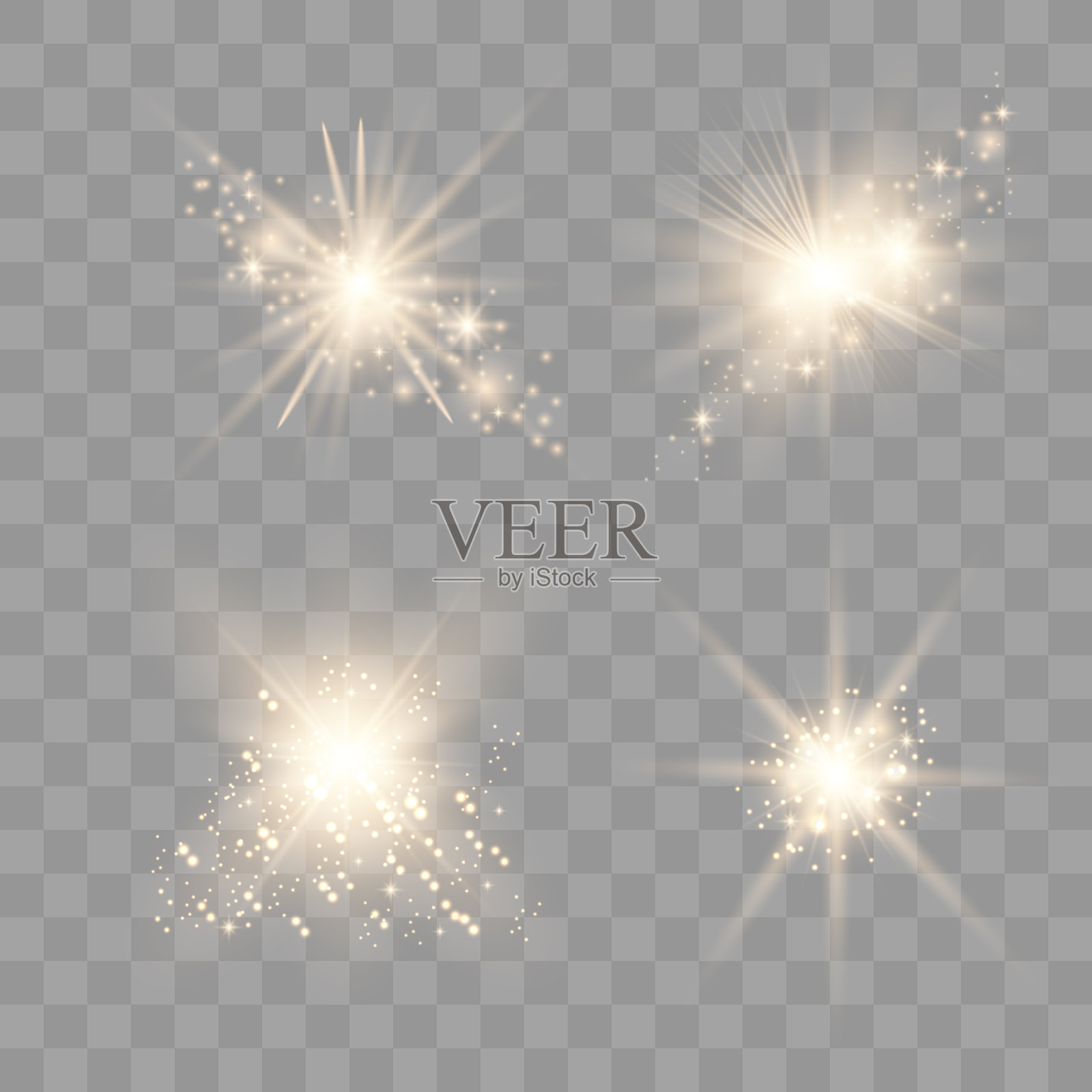 一组发光的火花。矢量光效果为您的设计插画图片素材