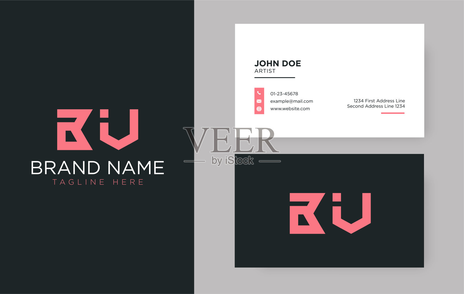 优质信BV标志与优雅的企业形象模板插画图片素材