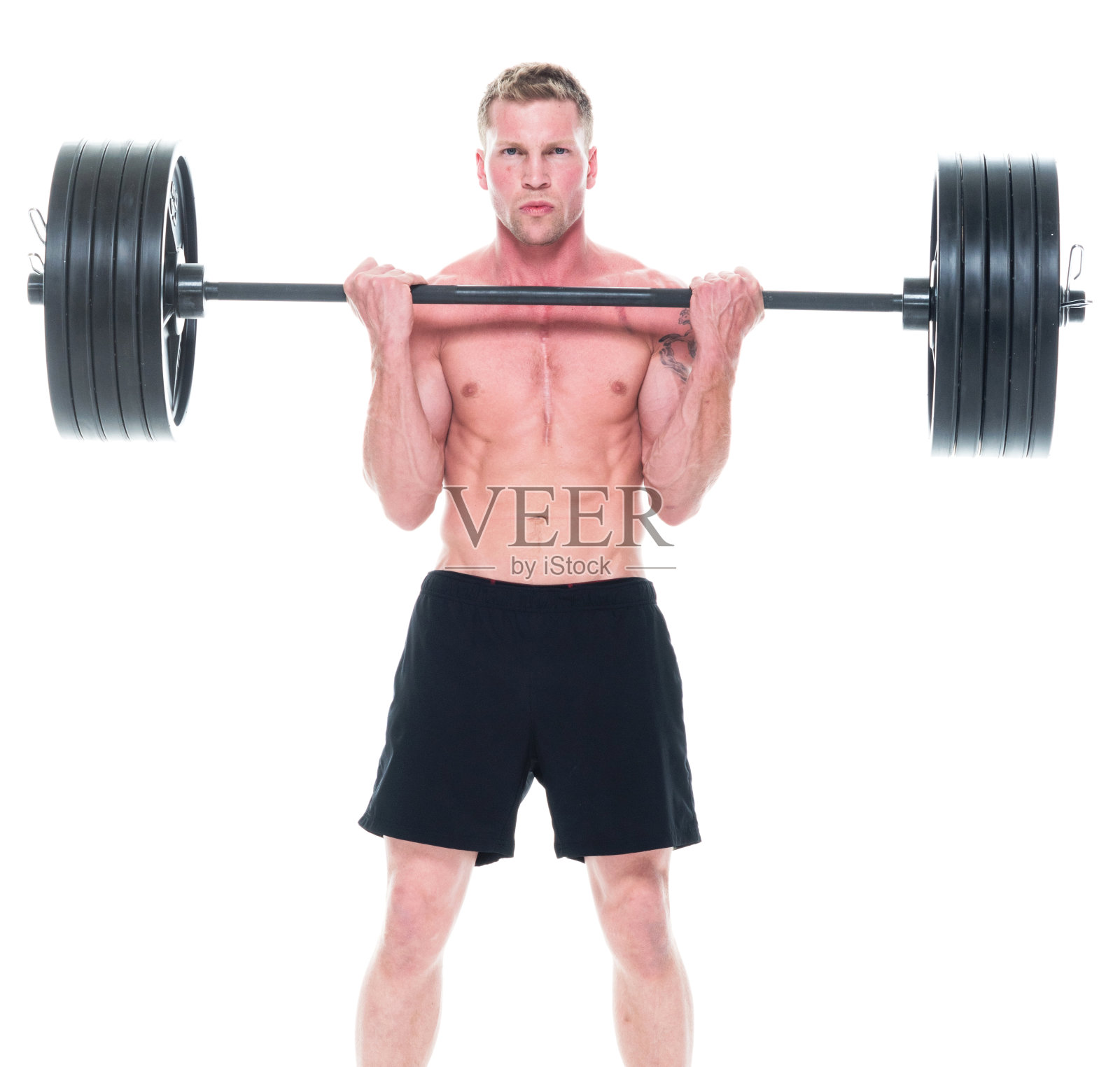 有吸引力的赤膊男子举重照片摄影图片