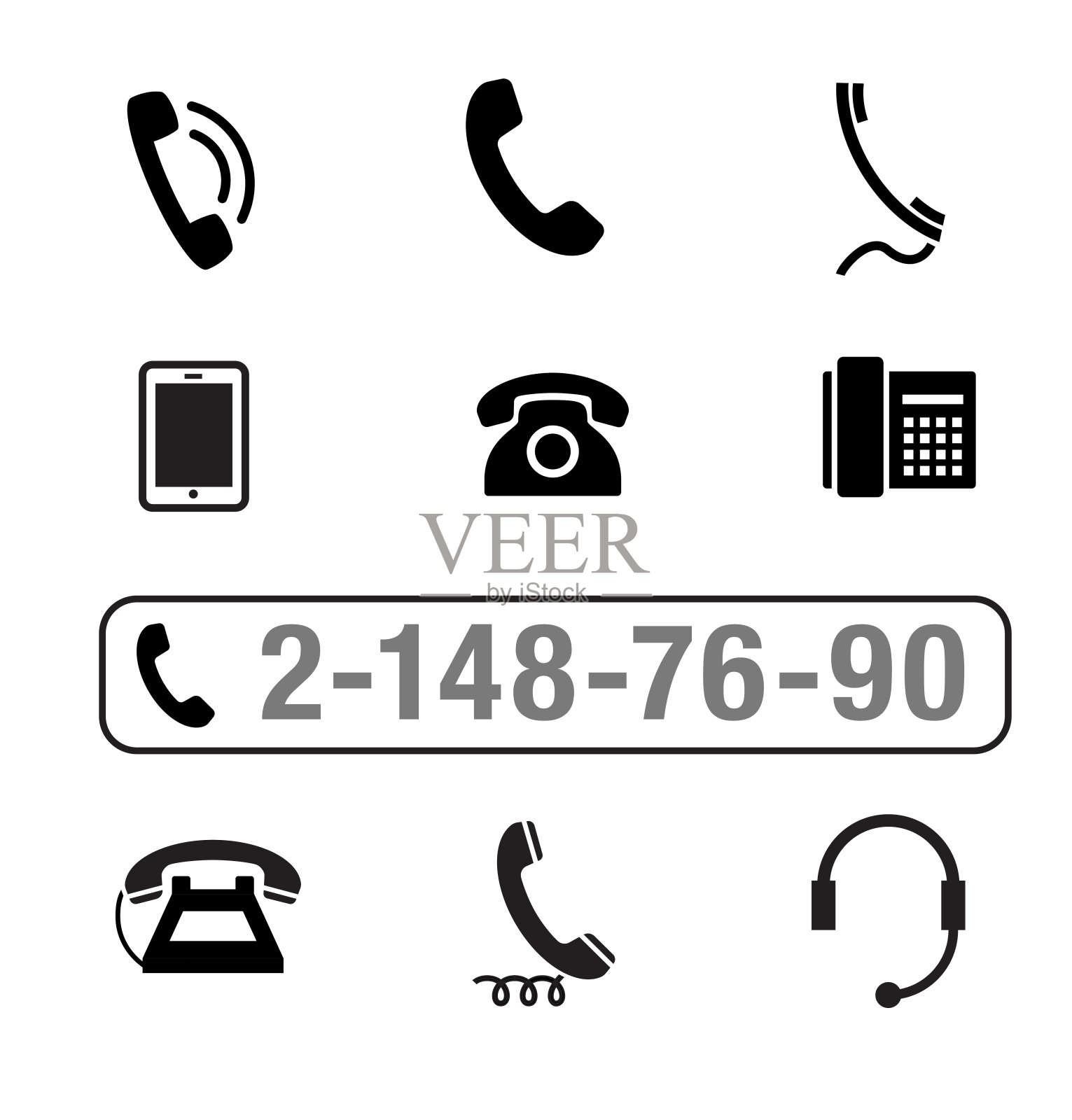 电话图标集。向量的元素。图标素材