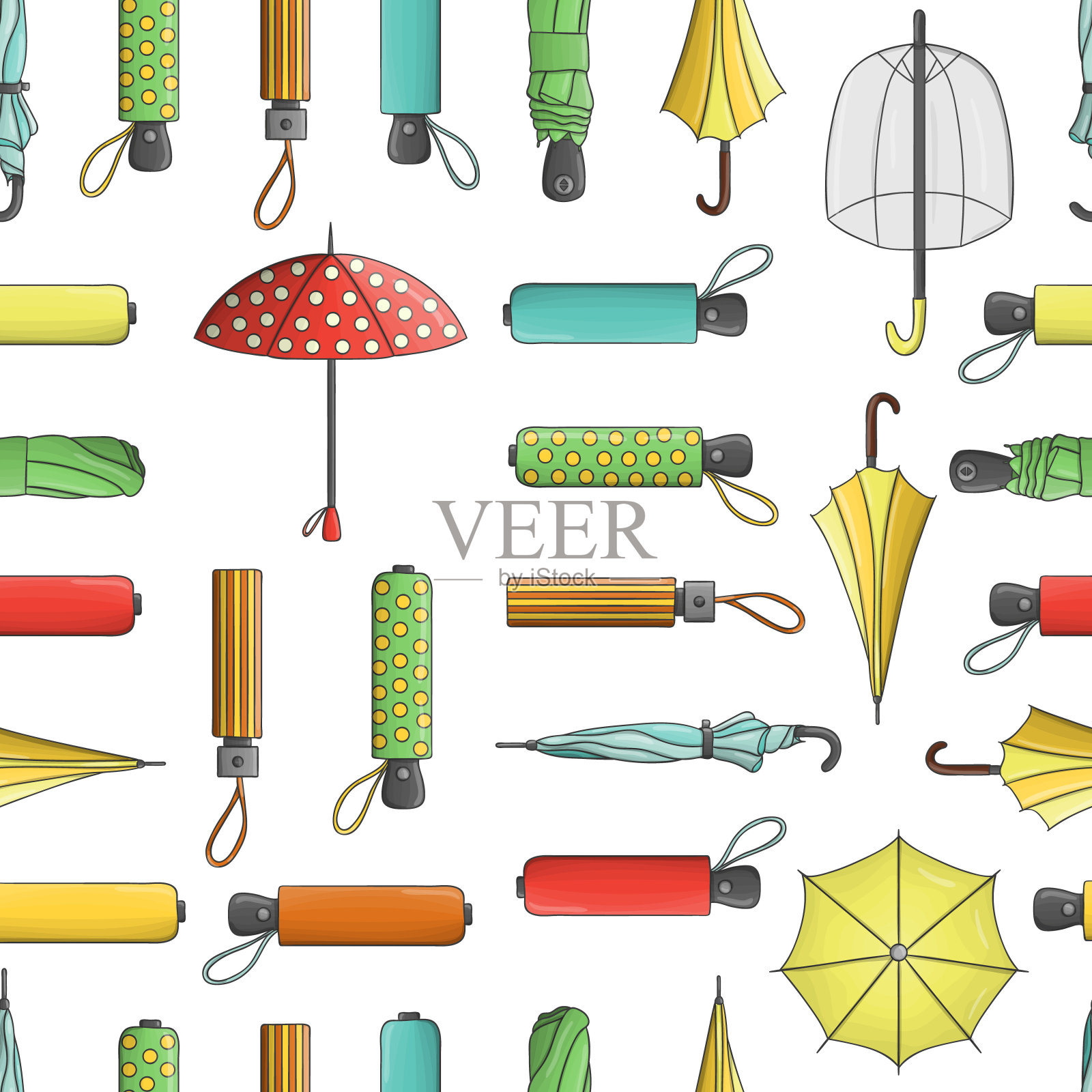 矢量无缝彩色伞图案插画图片素材