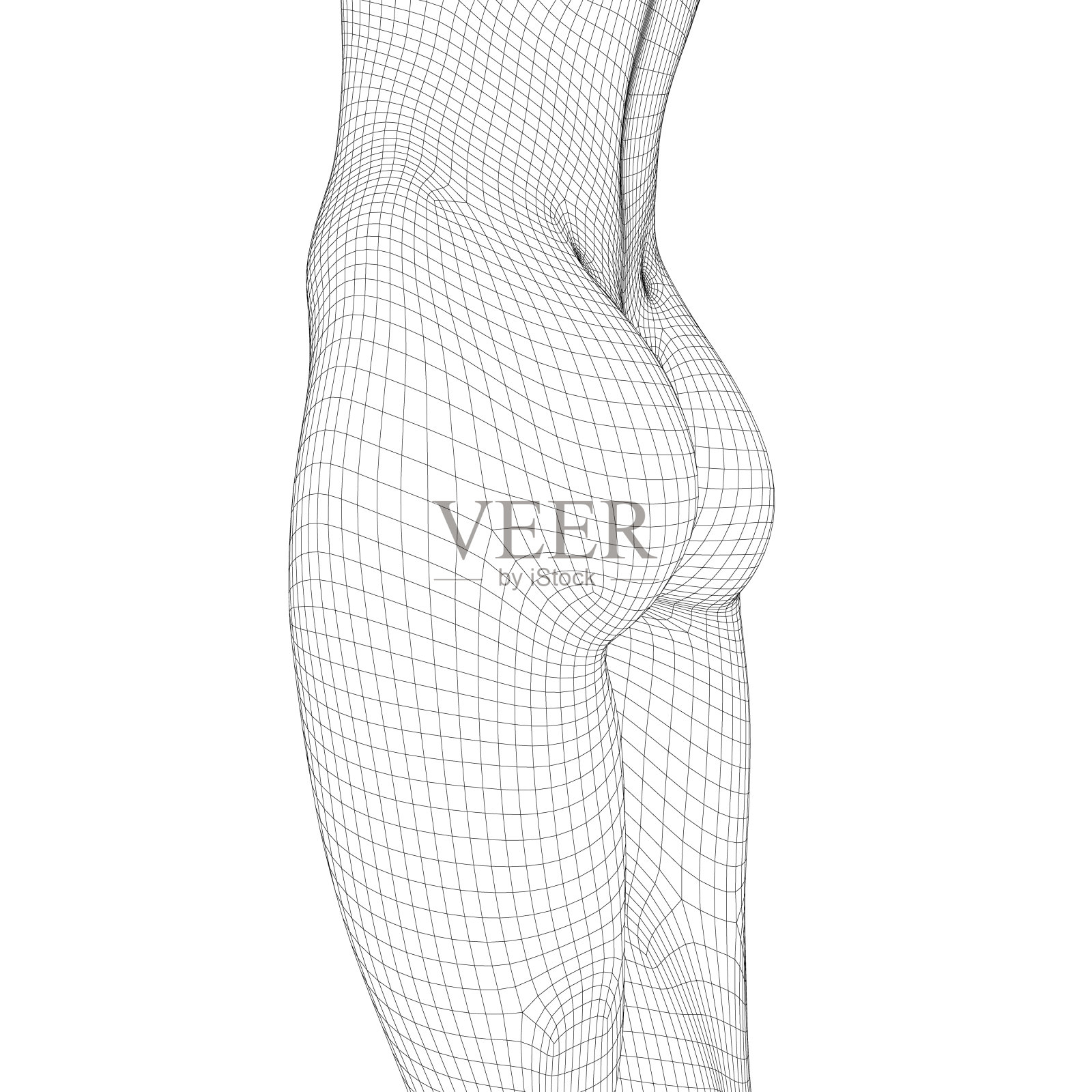 线框苗条的腰部运动女孩与华丽的战利品。一个女孩的多边形图形。3 d。矢量图设计元素图片