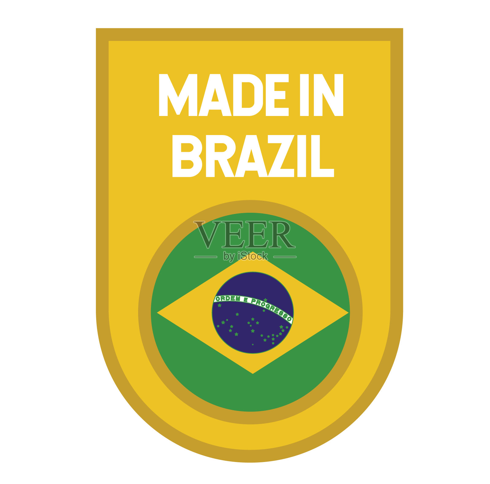 白色的“巴西制造”标签插画图片素材