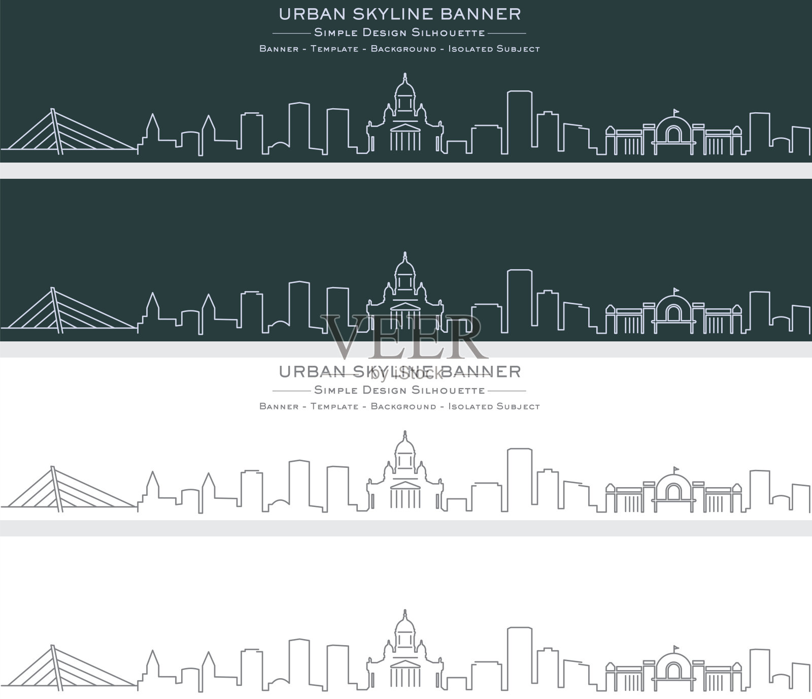 赫尔辛基单线天际线旗帜插画图片素材