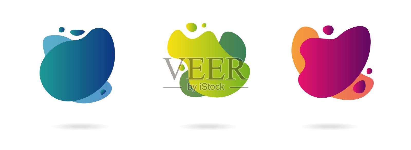 一套抽象的梯度现代图形元素。流动的液体形状的横幅。标志，传单，介绍，邀请，卡片模板。插画图片素材