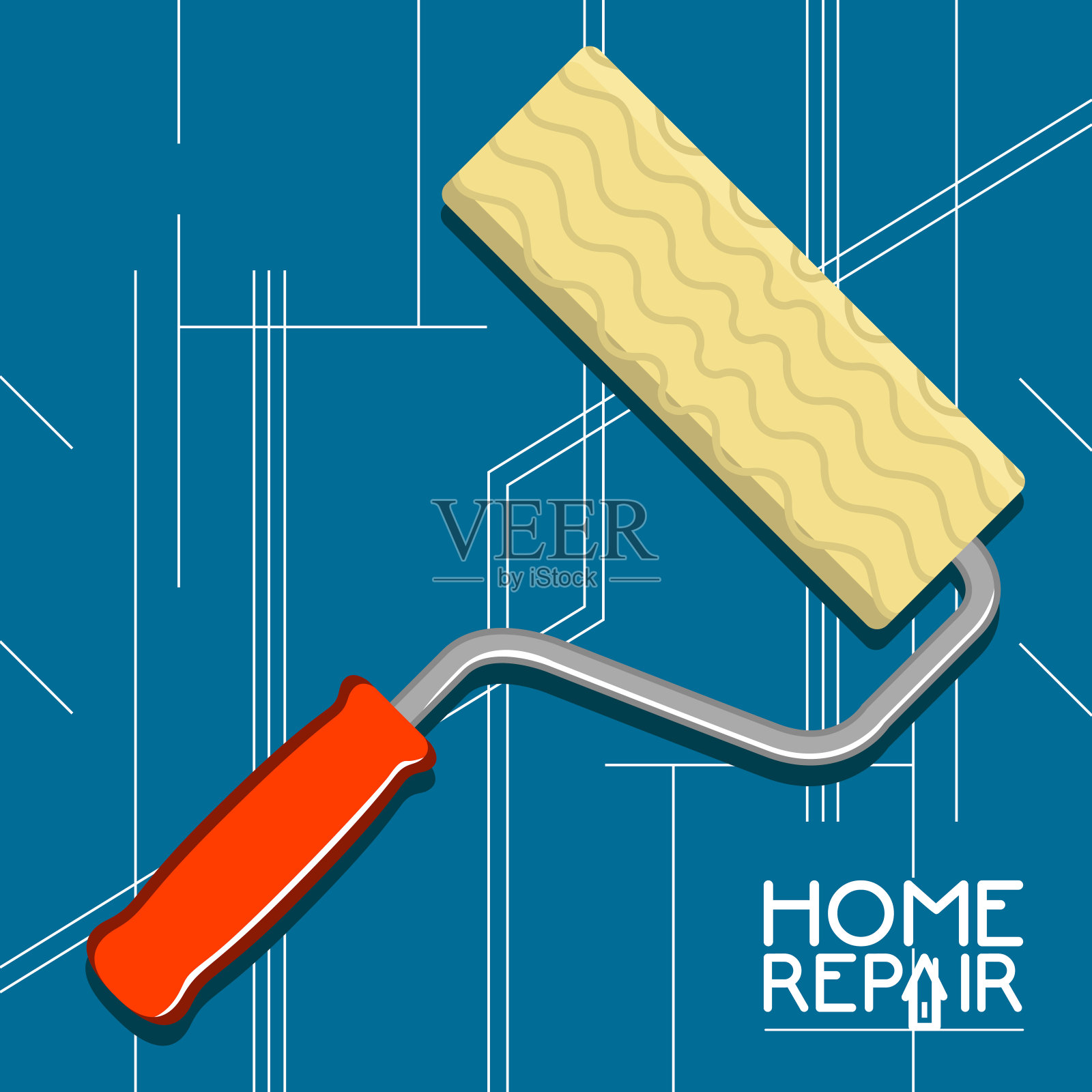 家庭维修背景辊和文本插画图片素材