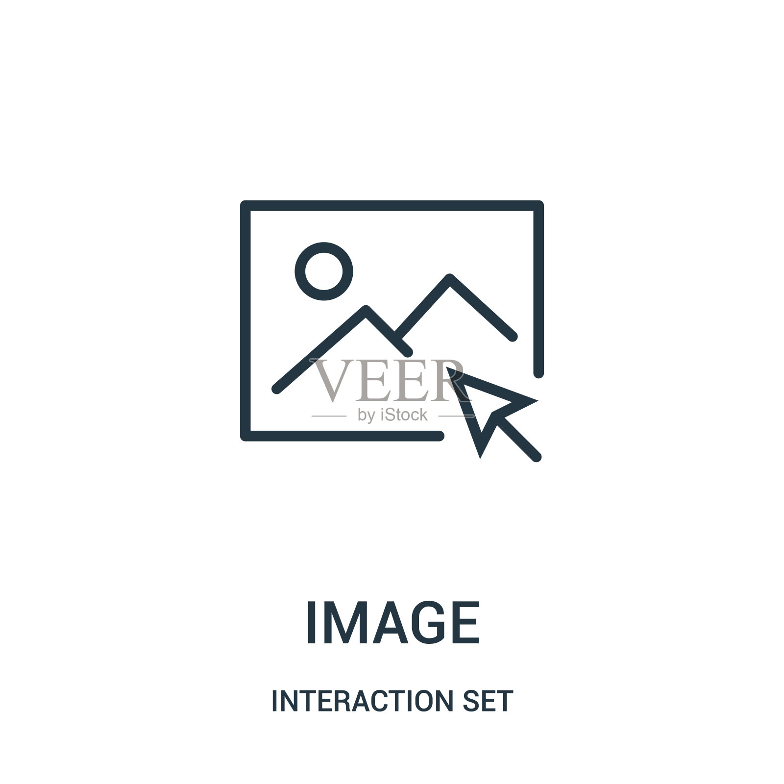 来自交互集集合的图像图标向量。细线图像轮廓图标矢量说明。图标素材