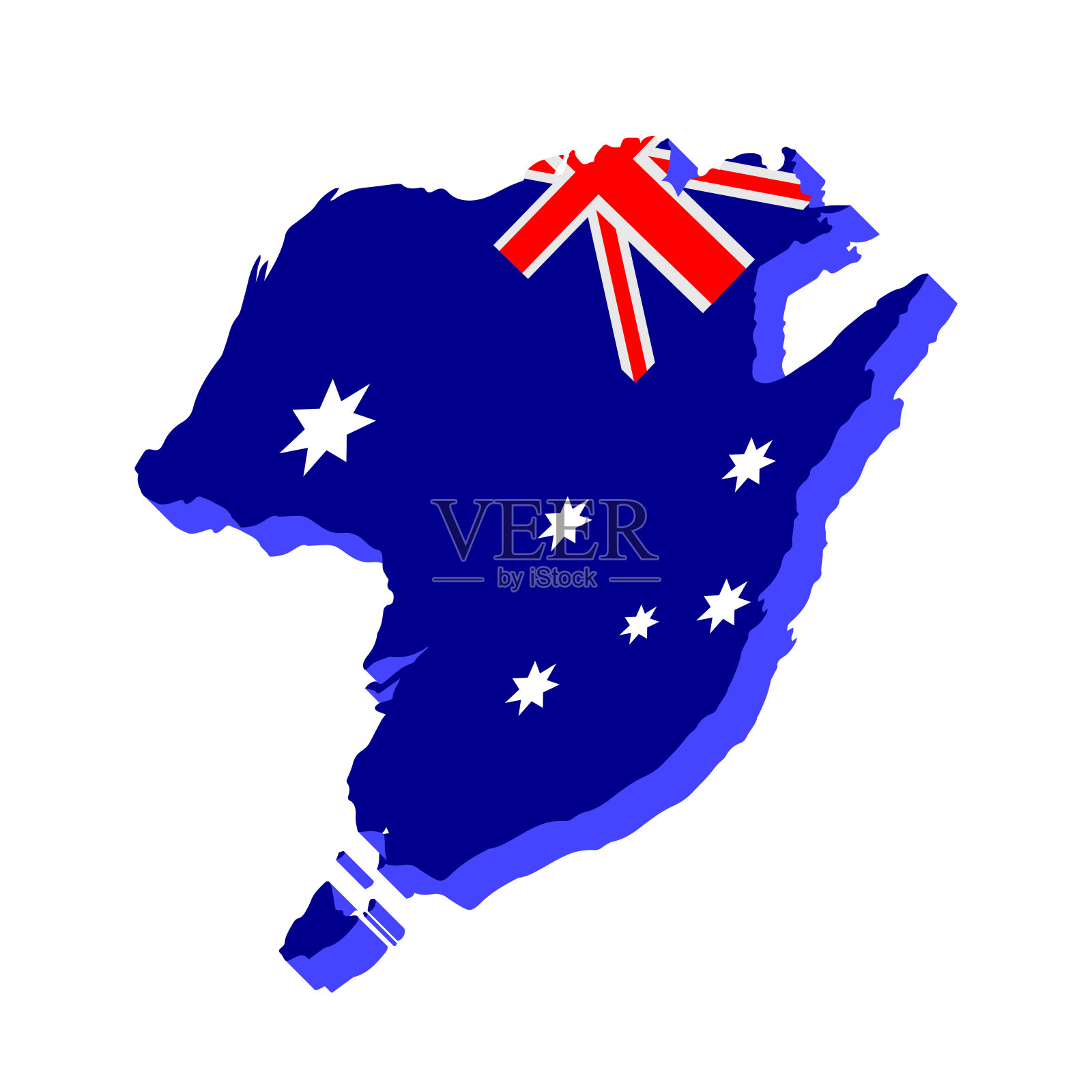澳大利亚三维地图插画图片素材