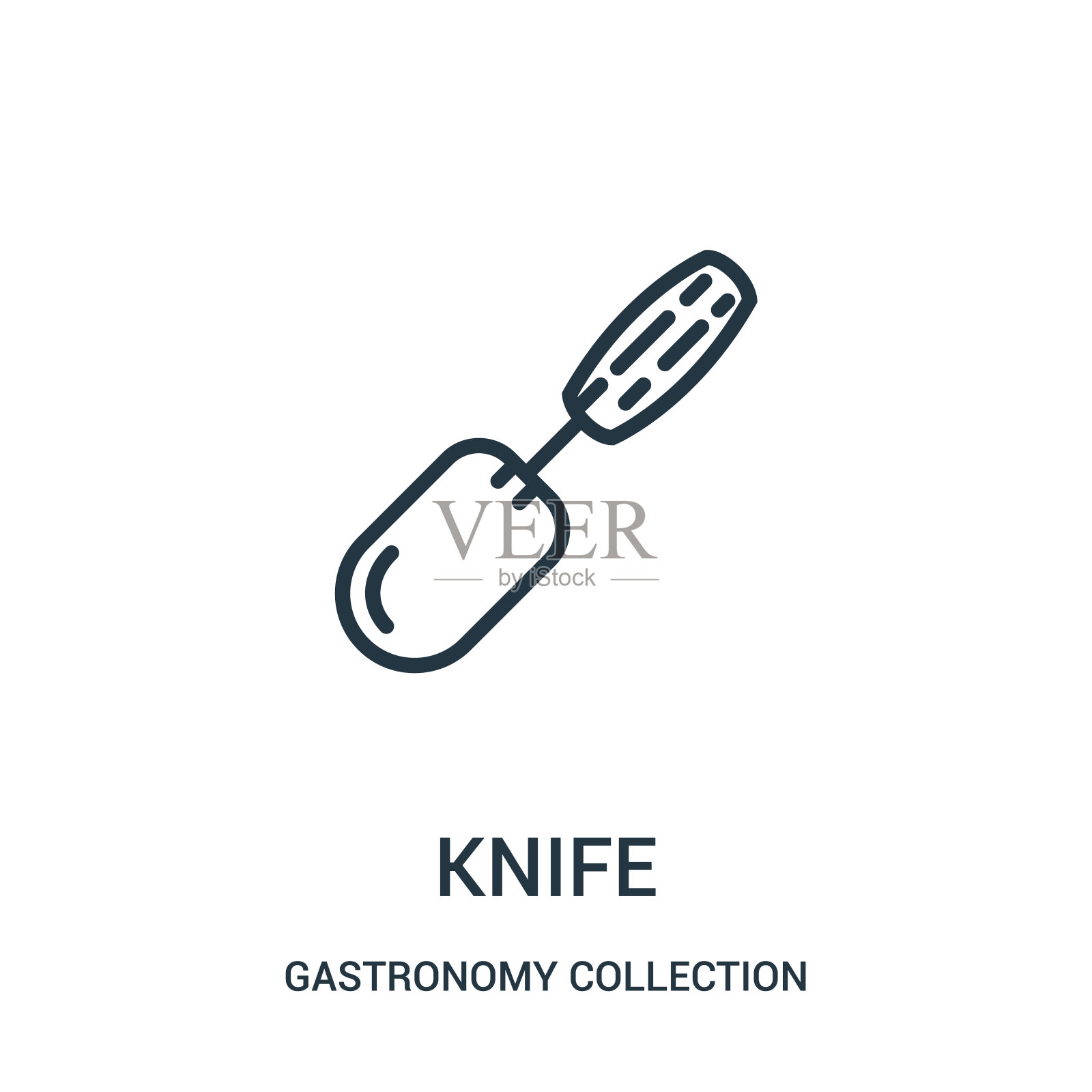 刀的图标向量从美食收集收集。细线刀轮廓图标矢量插图。插画图片素材