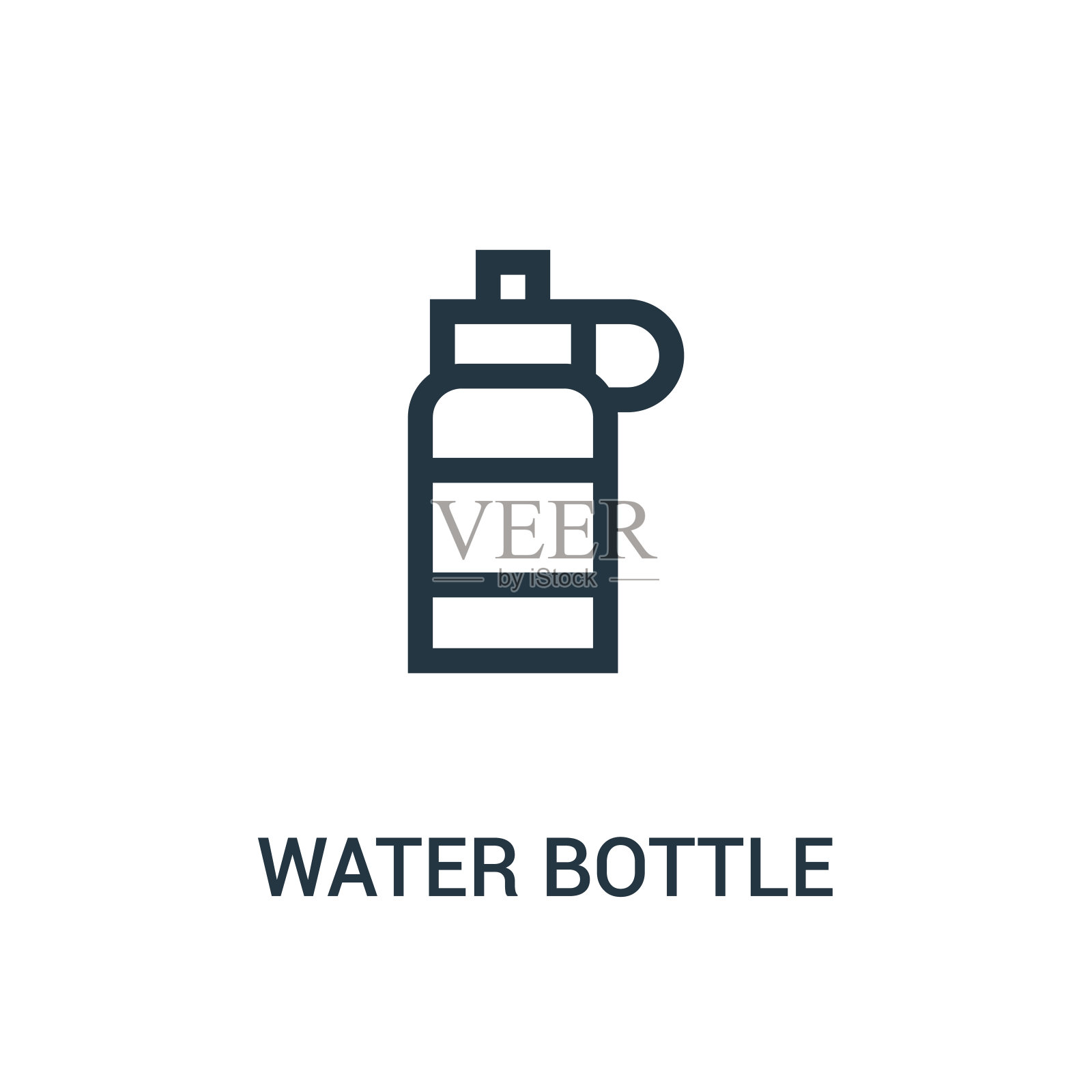 从健身房收集水瓶图标矢量。细线水瓶轮廓图标矢量插图。插画图片素材