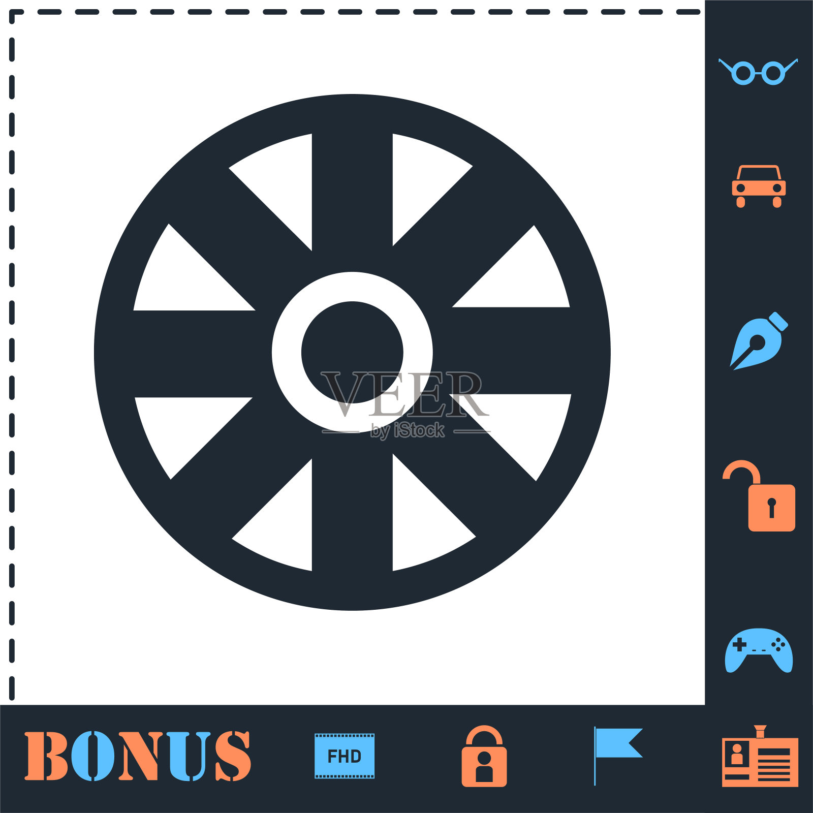 推车轮图标平坦插画图片素材