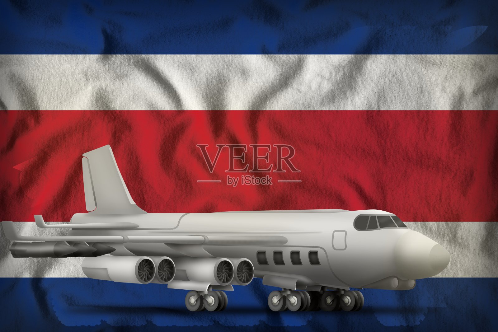 以哥斯达黎加国旗为背景。三维演示照片摄影图片