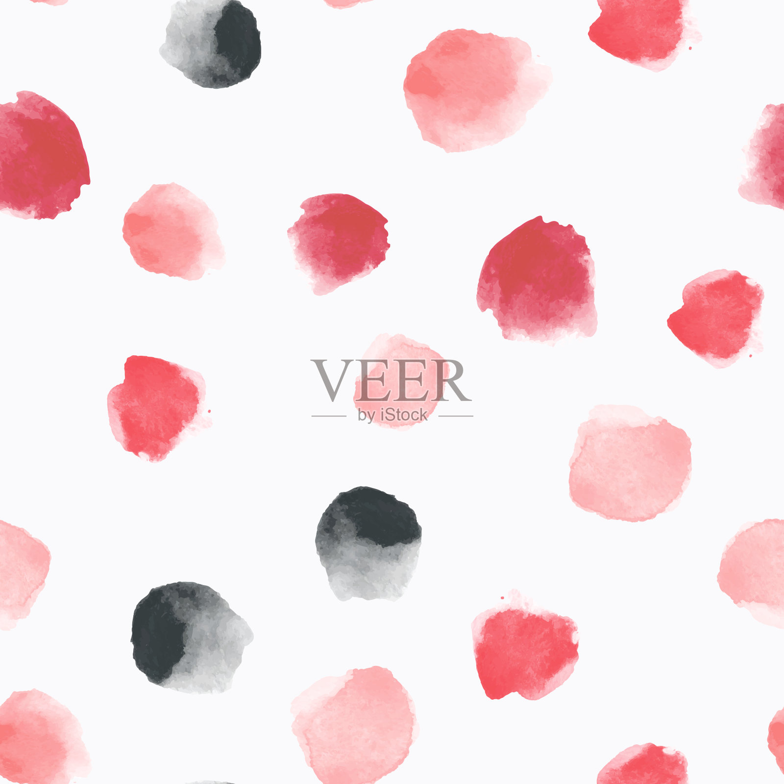 抽象无缝图案与彩色水彩形状在矢量插画图片素材