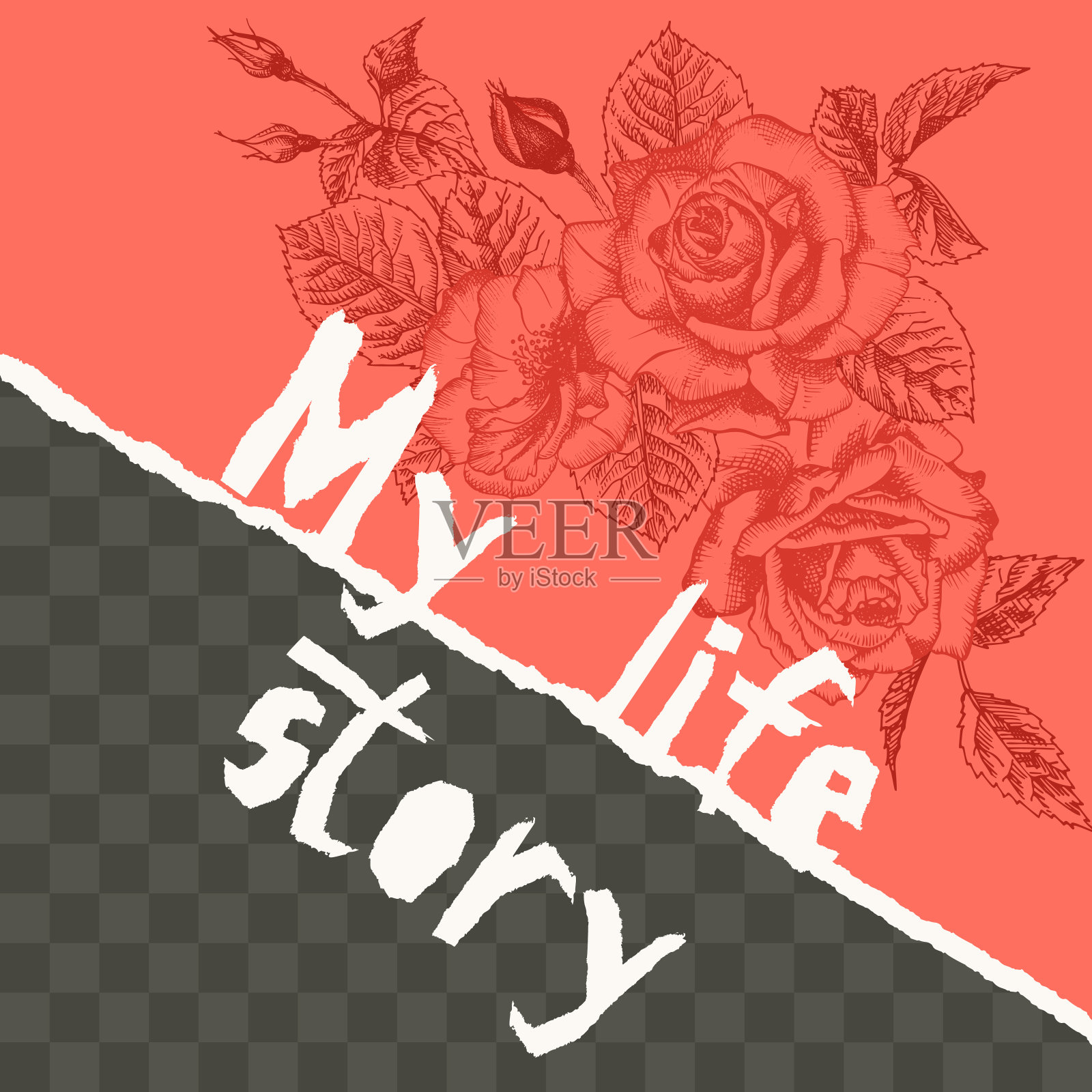 时尚的易于编辑的模板社交媒体张贴在撕纸风格。为个人和企业网站推广，博客设计创意背景插画图片素材