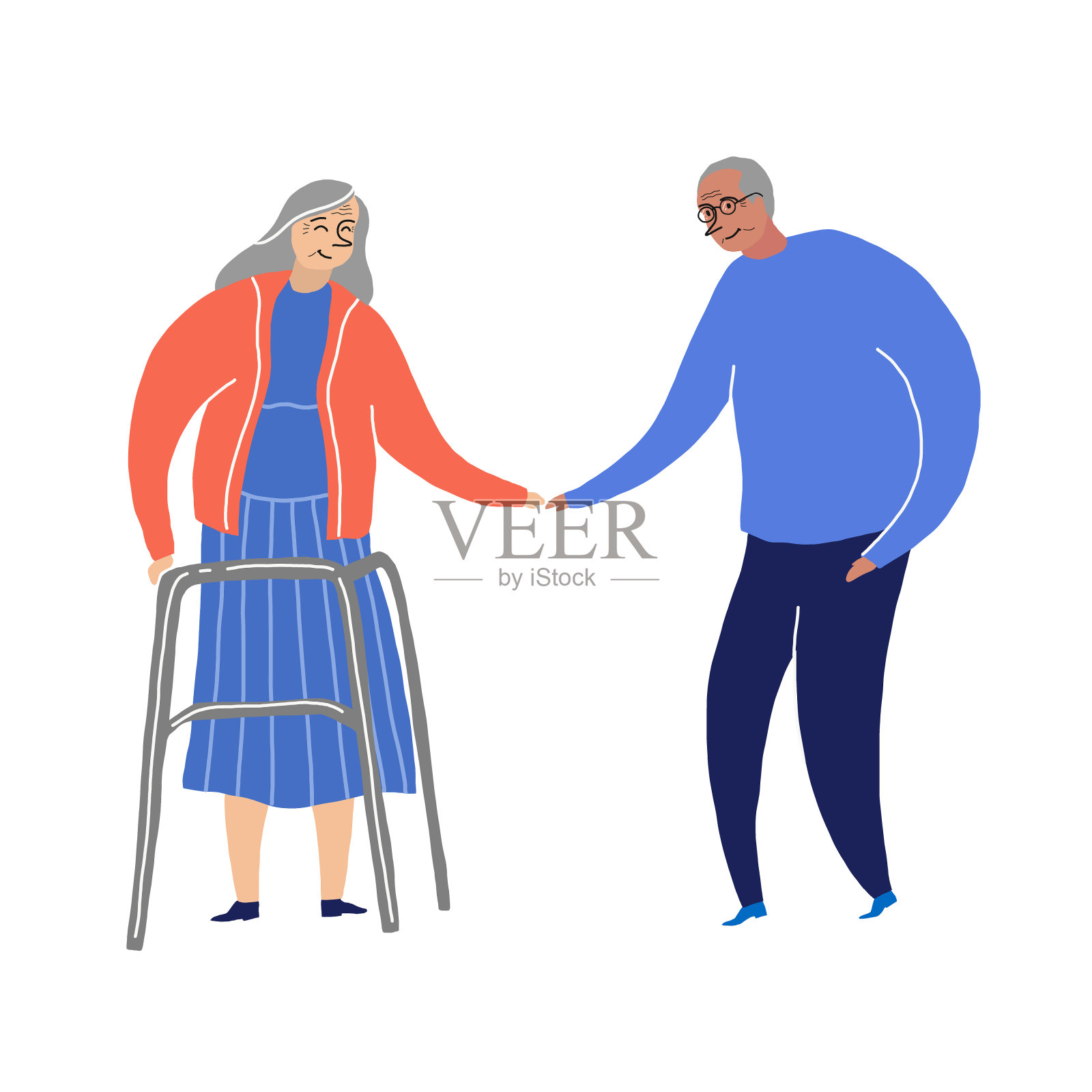 年长的人。岁的人。白色背景上的祖父母。矢量图设计元素图片