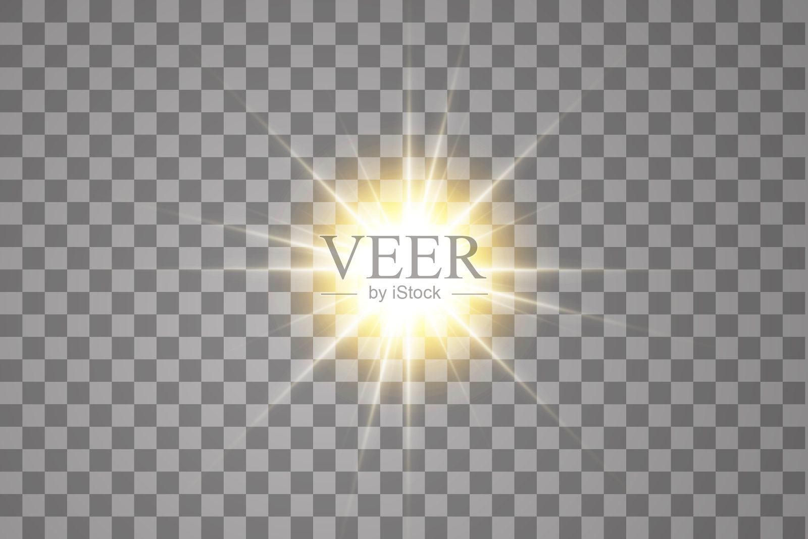 发出光的效果。星光闪耀在透明的背景上。矢量插图。太阳插画图片素材