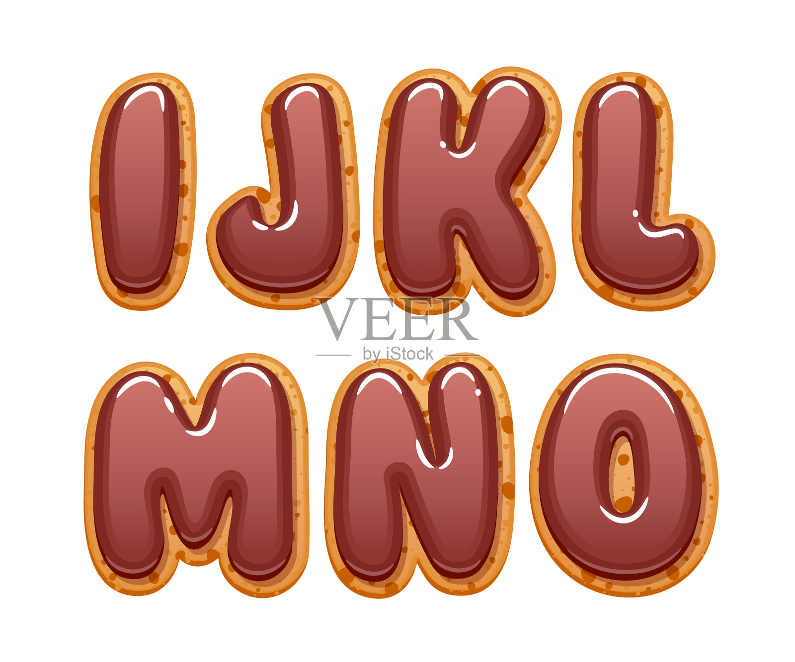 巧克力糖衣饼干abc字母集。设计元素图片