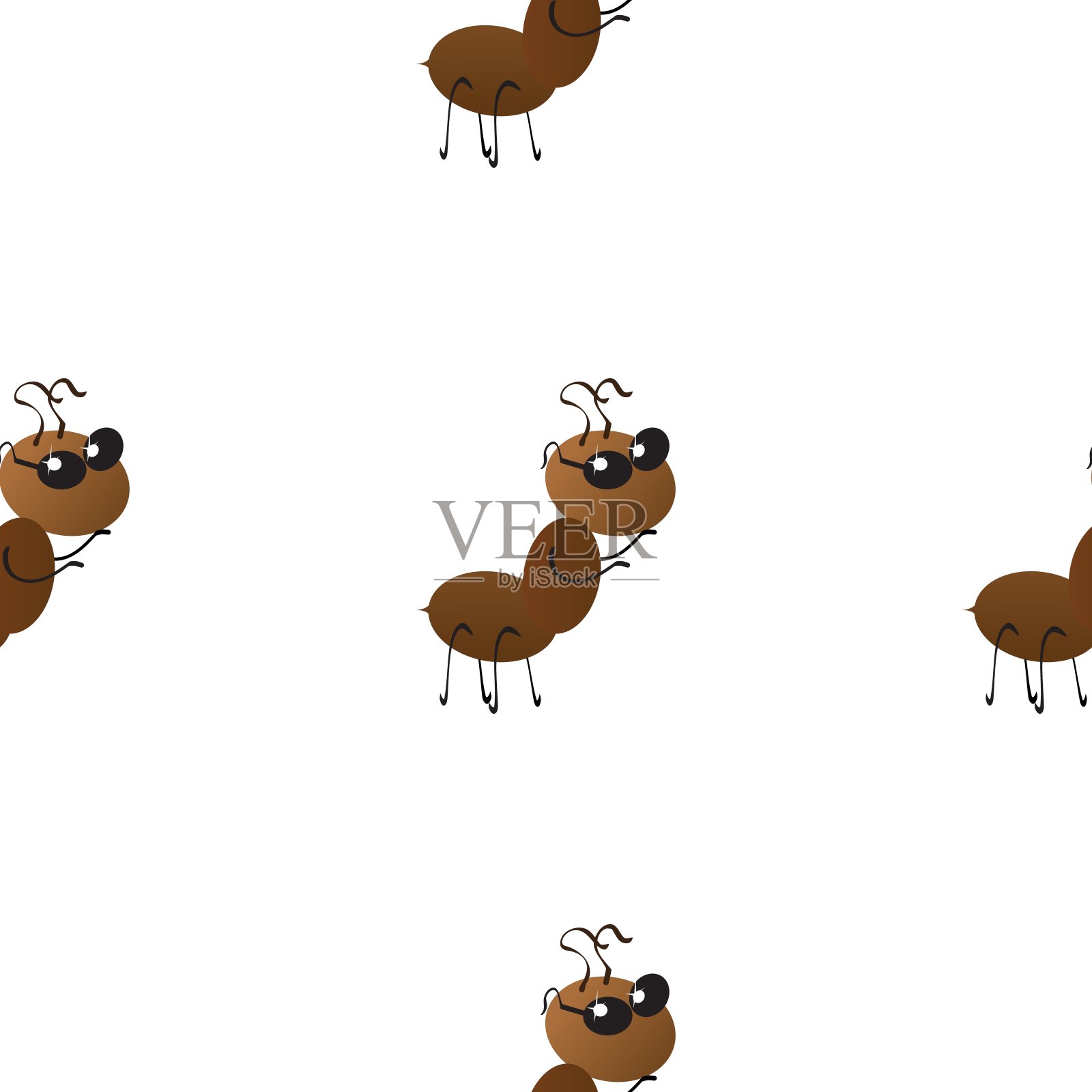 一群小工蚁正在赶来。无缝壁纸图案。插画图片素材