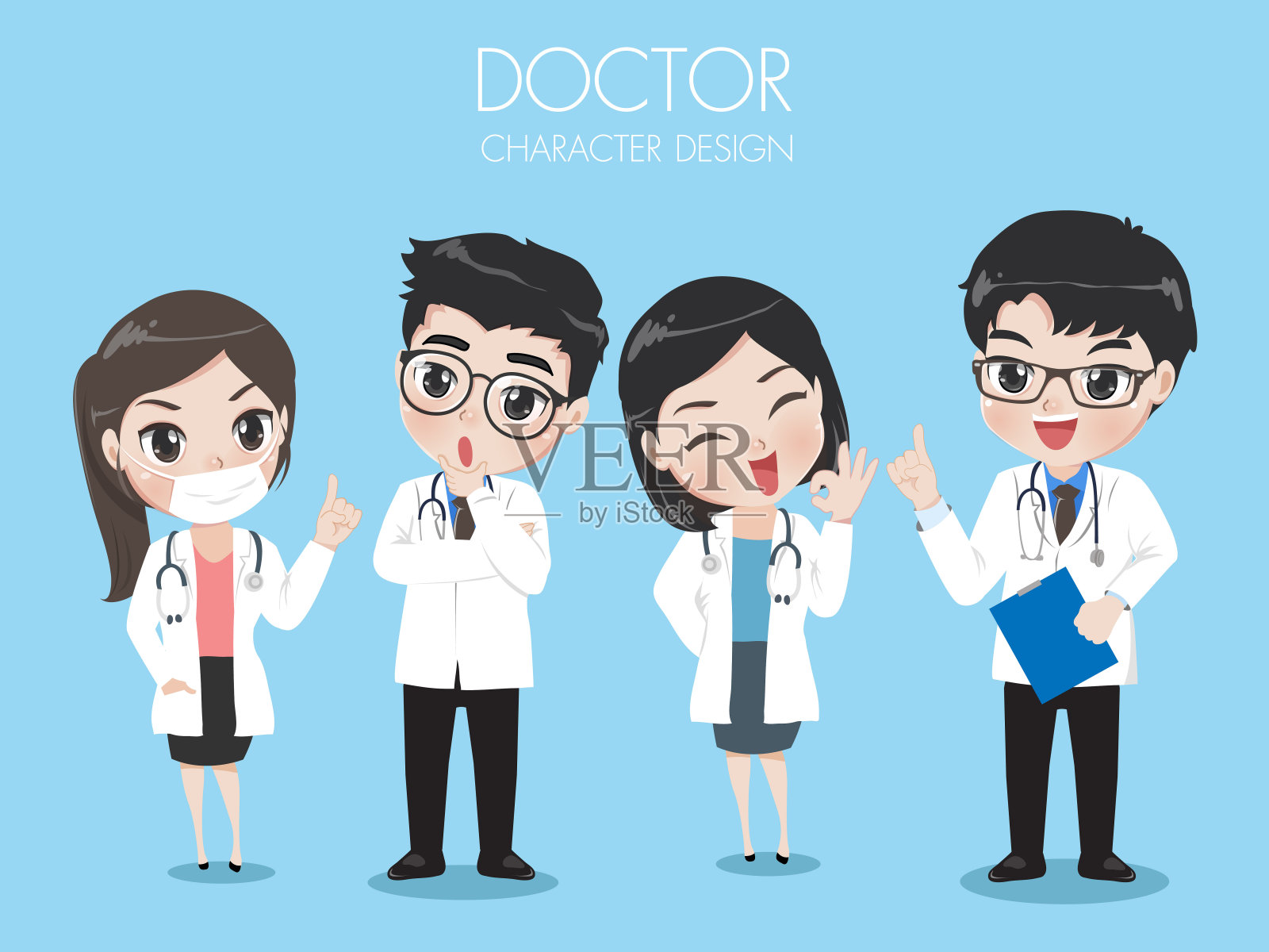 医生穿制服工作。设计元素图片