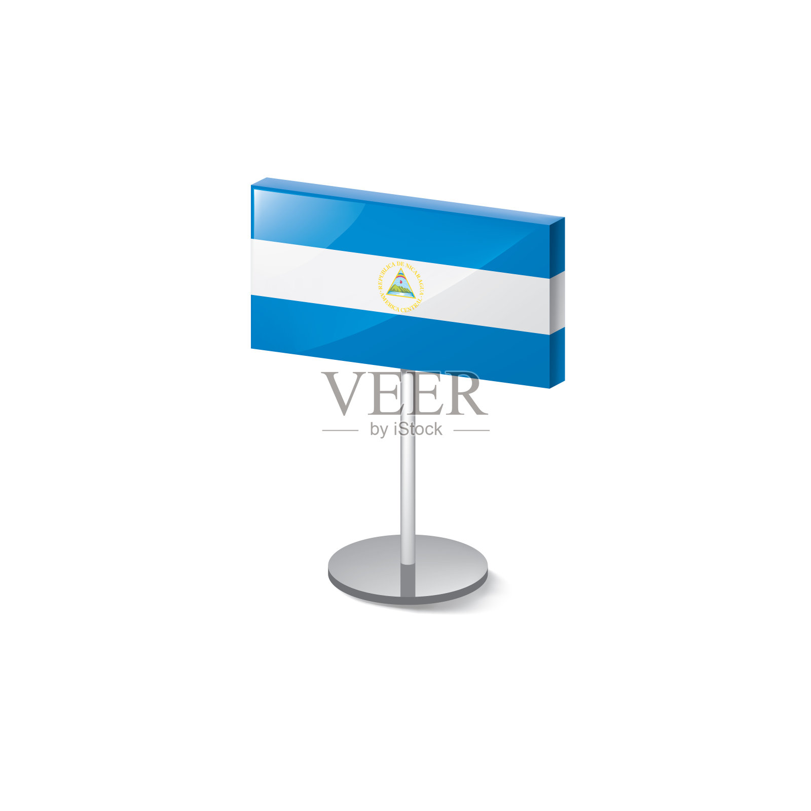 尼加拉瓜国旗，矢量插图在白色的背景设计元素图片