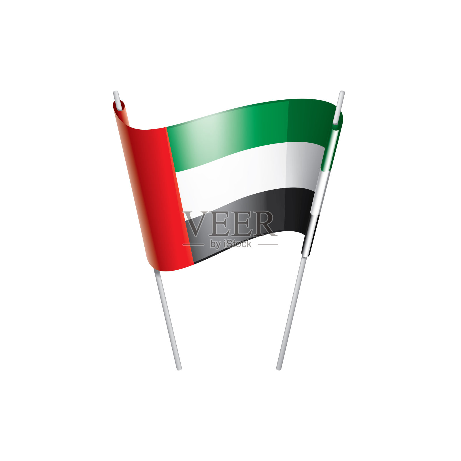 阿拉伯联合酋长国国旗，矢量插图在白色的背景插画图片素材
