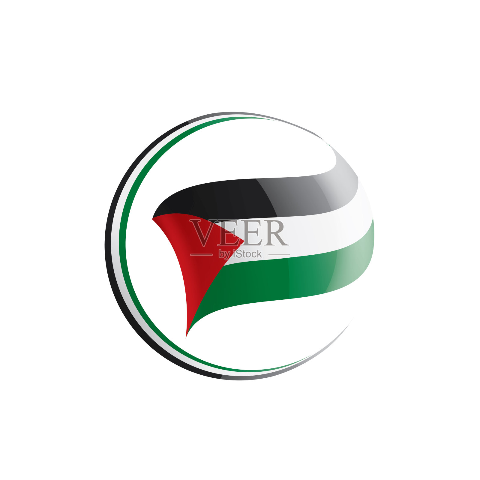 巴勒斯坦国旗，白色背景矢量插图插画图片素材