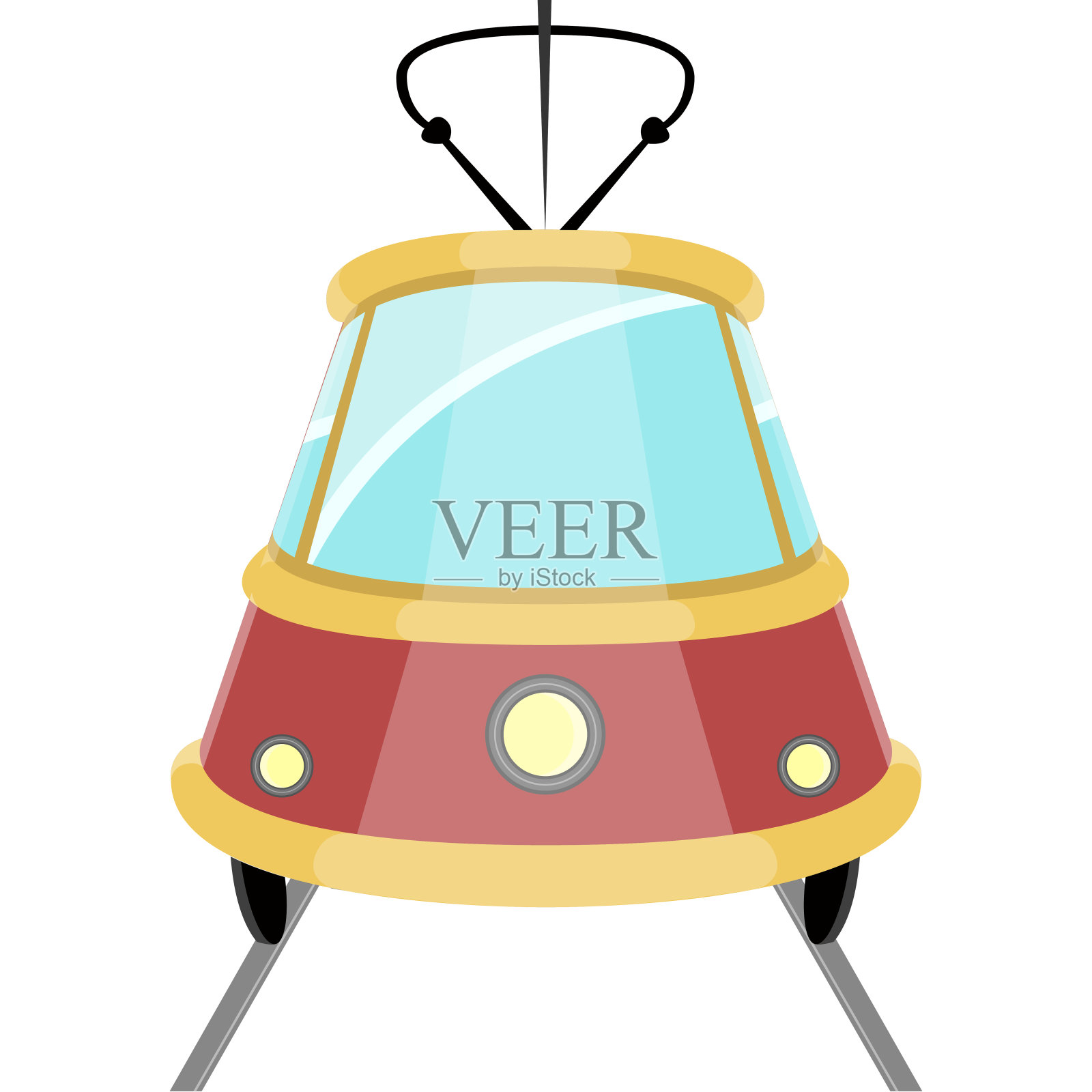 漫画车的正面视图插画图片素材