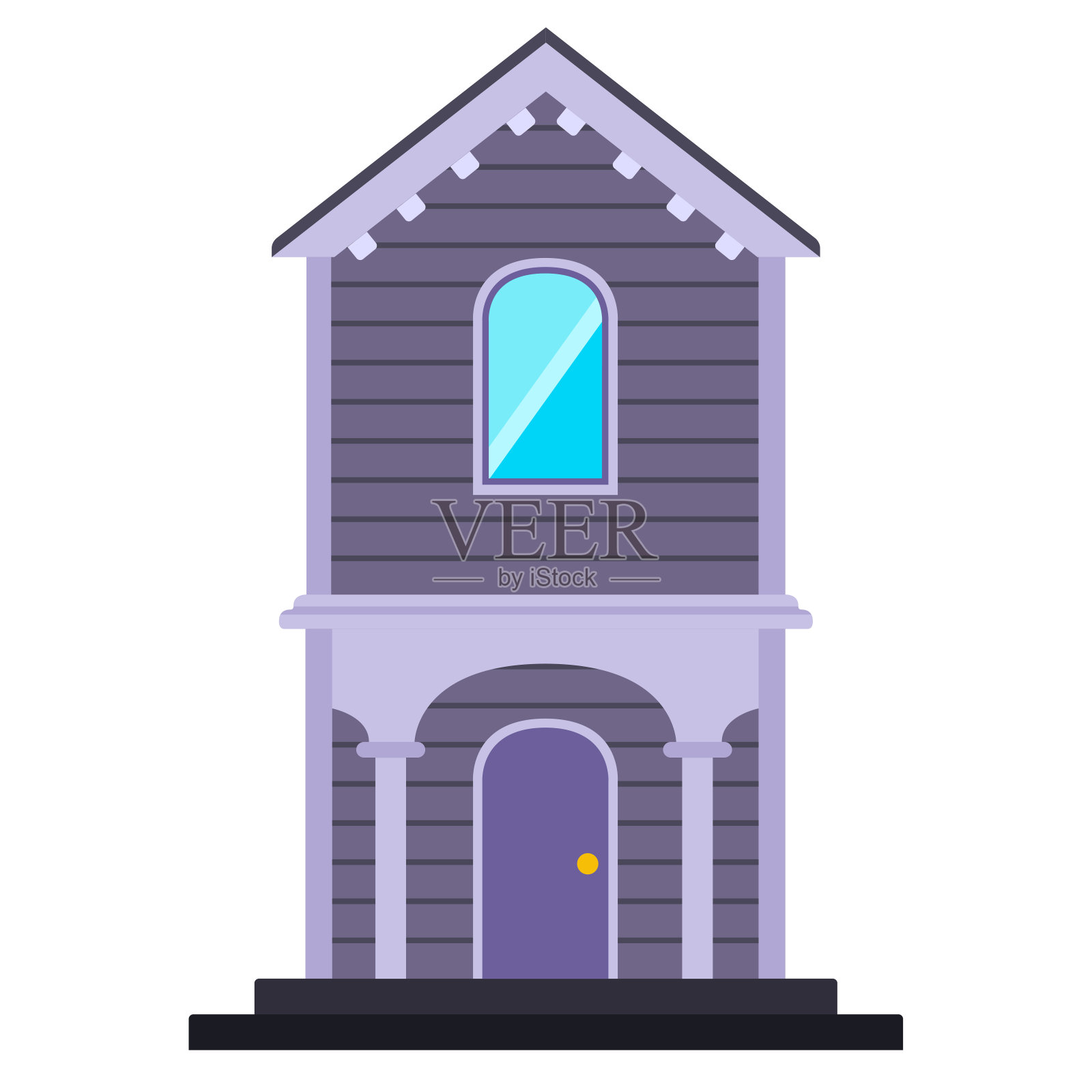 一个现代房子的正面视图设计元素图片