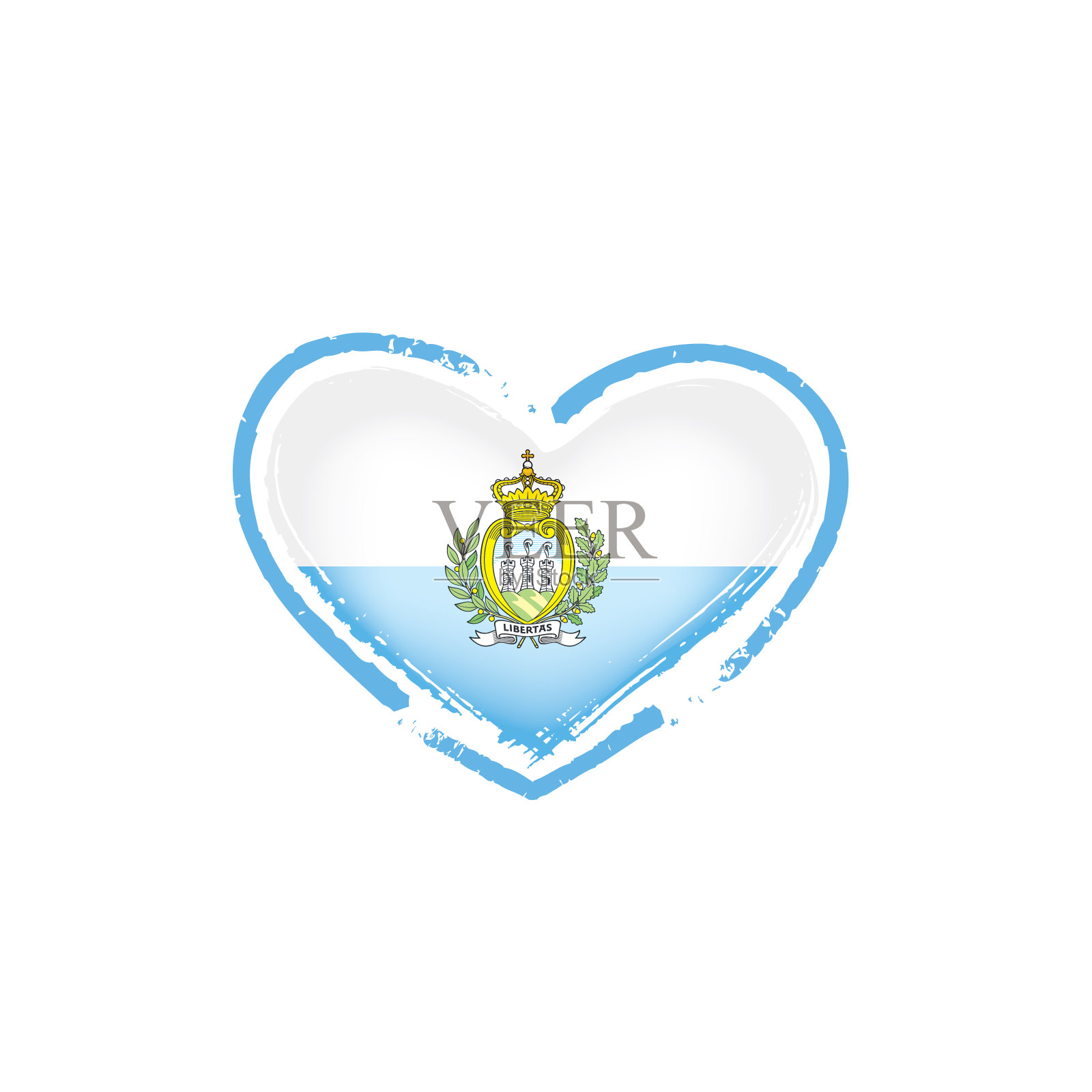 圣马力诺旗，白色背景矢量插图插画图片素材