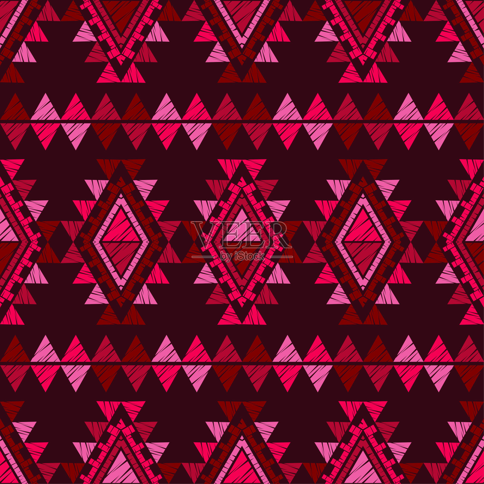 民族波西米亚无缝模式。织物上的刺绣。错落有致的纹理。插画图片素材